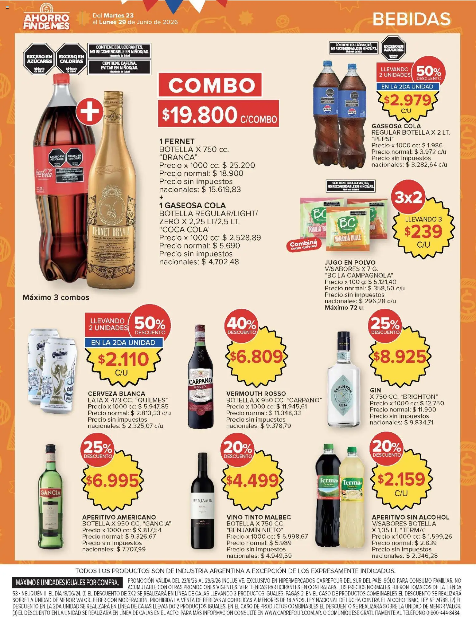 Carrefour ofertas │ válido desde el 23/06/2026 | Página: 13 | Productos: Teléfono, Botella, Gaseosa, Vino