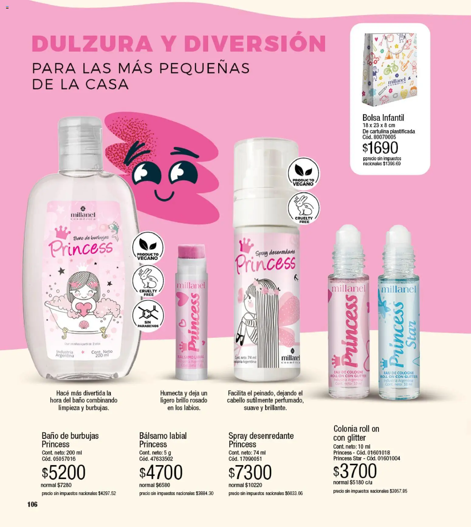 Millanel - Catálogo │ válido desde el 17/08/2026 | Página: 106 | Productos: Baño, Brillo, Bálsamo, Bálsamo labial