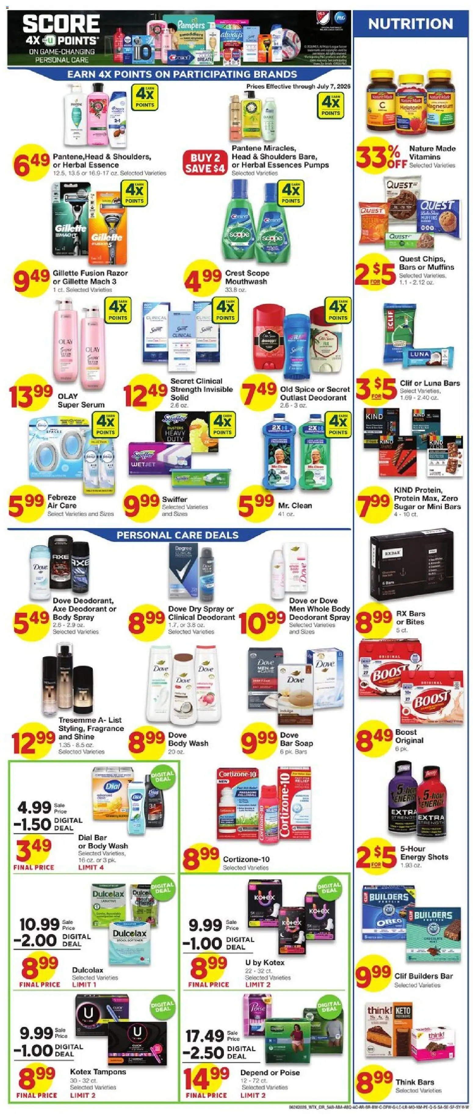 United Supermarkets Weekly Ad - valid from 06/24/2026 | Page: 5 | Products: Deodorant, Mouthwash, Bar Soap, Body Wash