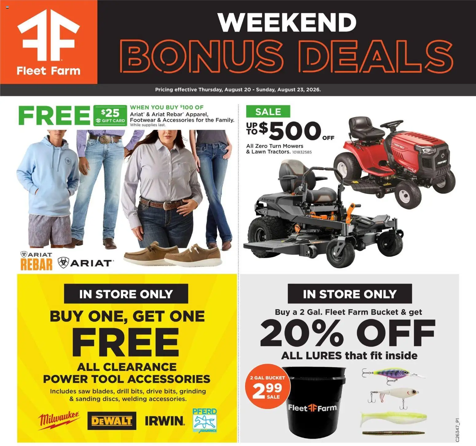 Mills Fleet Farm Weekly Ad - valid from 08/20/2026 | Page: 1 | Products: Saw