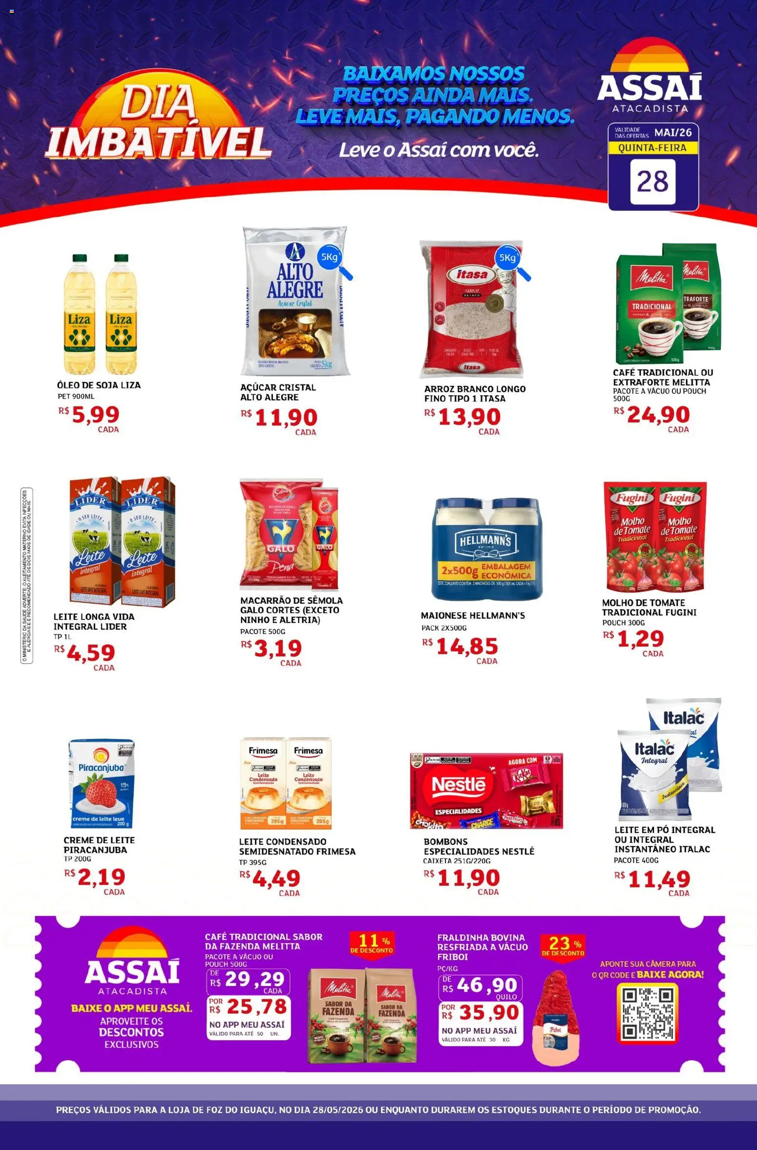 Assaí Atacadista Folheto - válido de 28.05.2026 | Página: 1 | Produtos: Café, Arroz, Açúcar, Soja