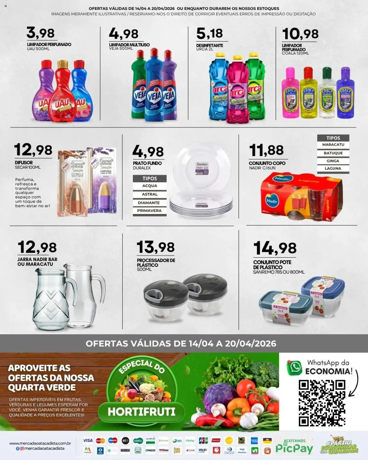 Mercadão Atacadista Folheto - válido de 14.04.2026 | Página: 11 | Produtos: Difusor, Limpador multiuso, Processador, Jarra