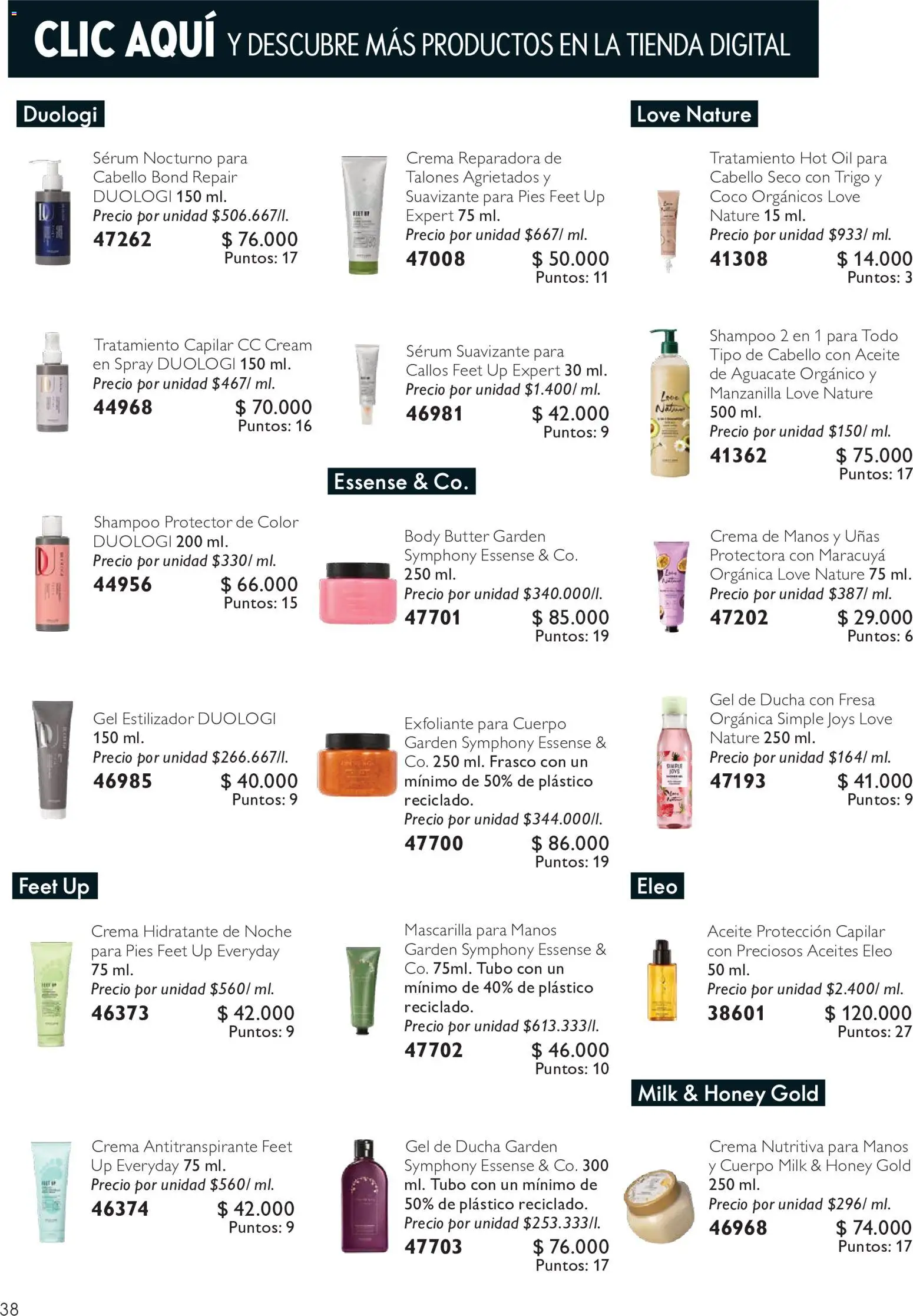 Oriflame revista - valida desde el 01/08/2026 | Página: 38 | Productos: Suavizante, Ducha, Crema de manos, Aceite