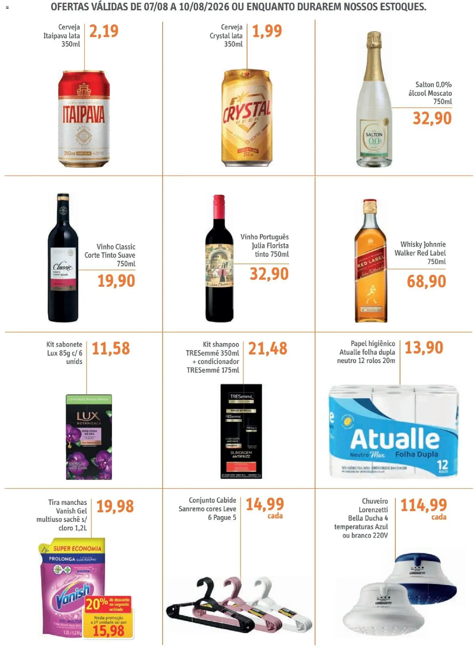 Sonda Folheto - válido de 07/08/2026 | Página: 4 | Produtos: Shampoo, Tira manchas, Álcool, Whisky
