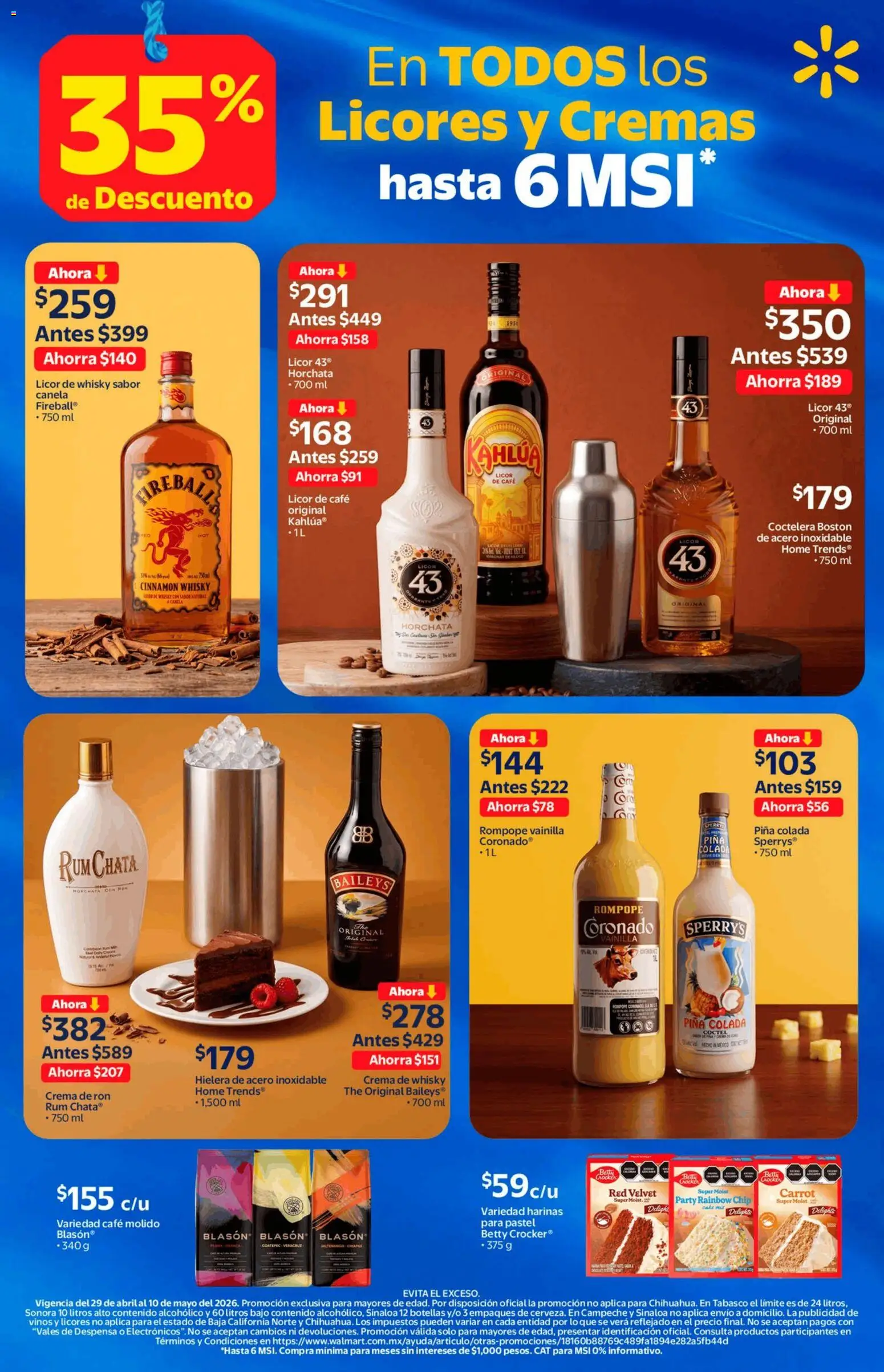 Nuevas ofertas de Walmart válidas en toda la República Mexicana desde el 29.04.2026. ¡Encuentra las mejores ofertas en Walmart folleto Vinos y licores con 35% de descuento! | Página: 5