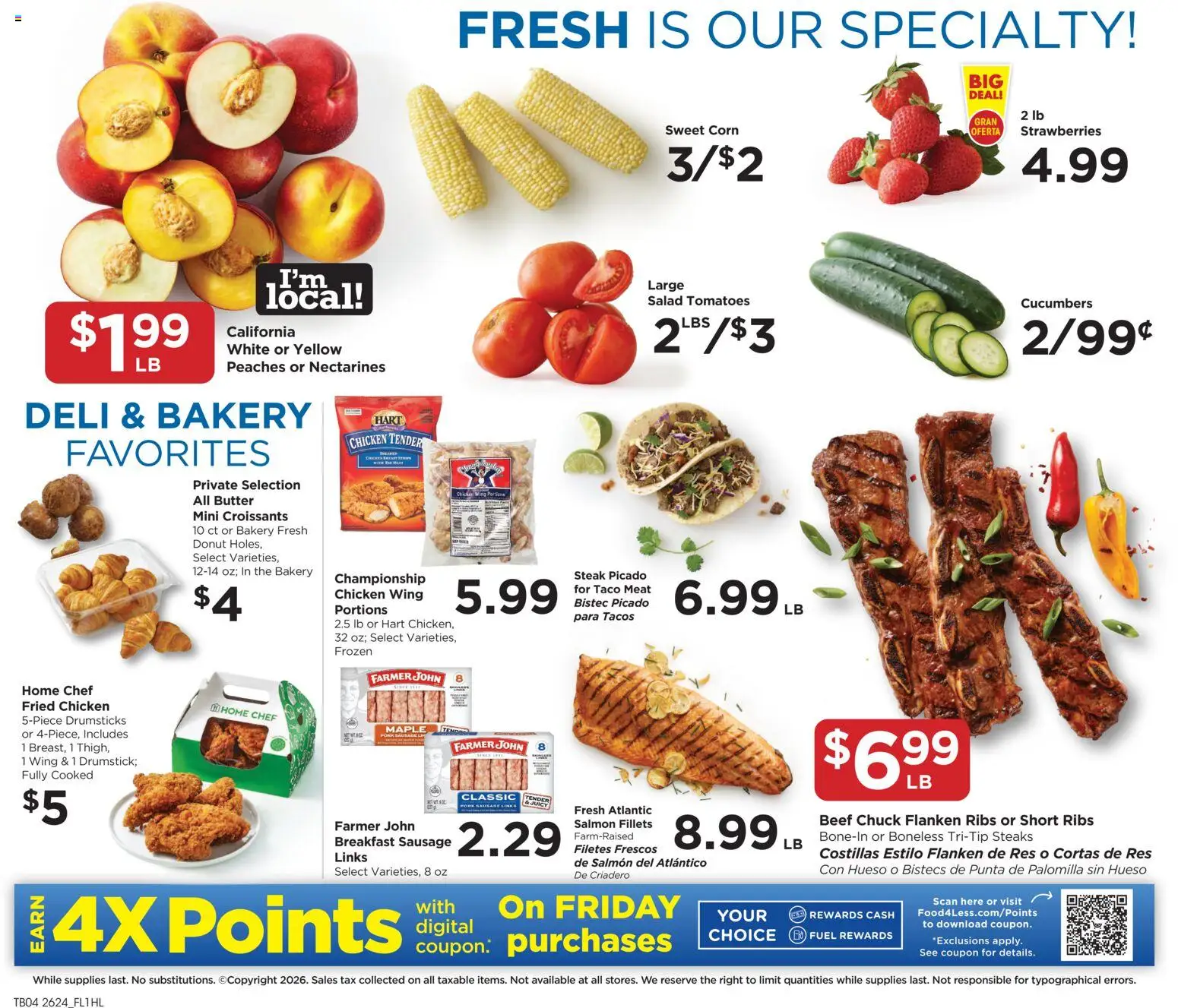 Food 4 Less Weekly Ad - valid from 07/15/2026 | Page: 6 | Products: Corn, Peaches, Tomatoes, Beef