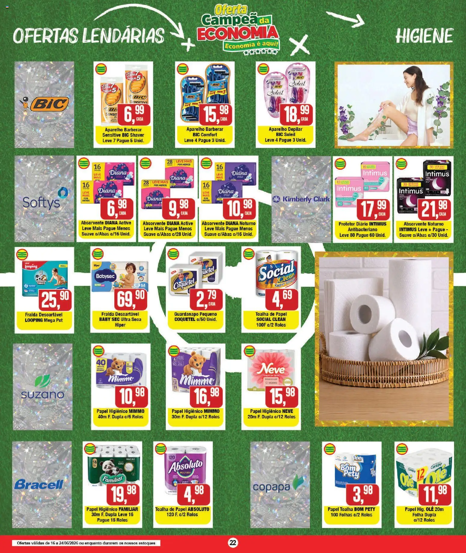 RedEconomia Folheto - válido de 16.06.2026 | Página: 22 | Produtos: Papel toalha, Absorvente, Papel higiênico, Guardanapo