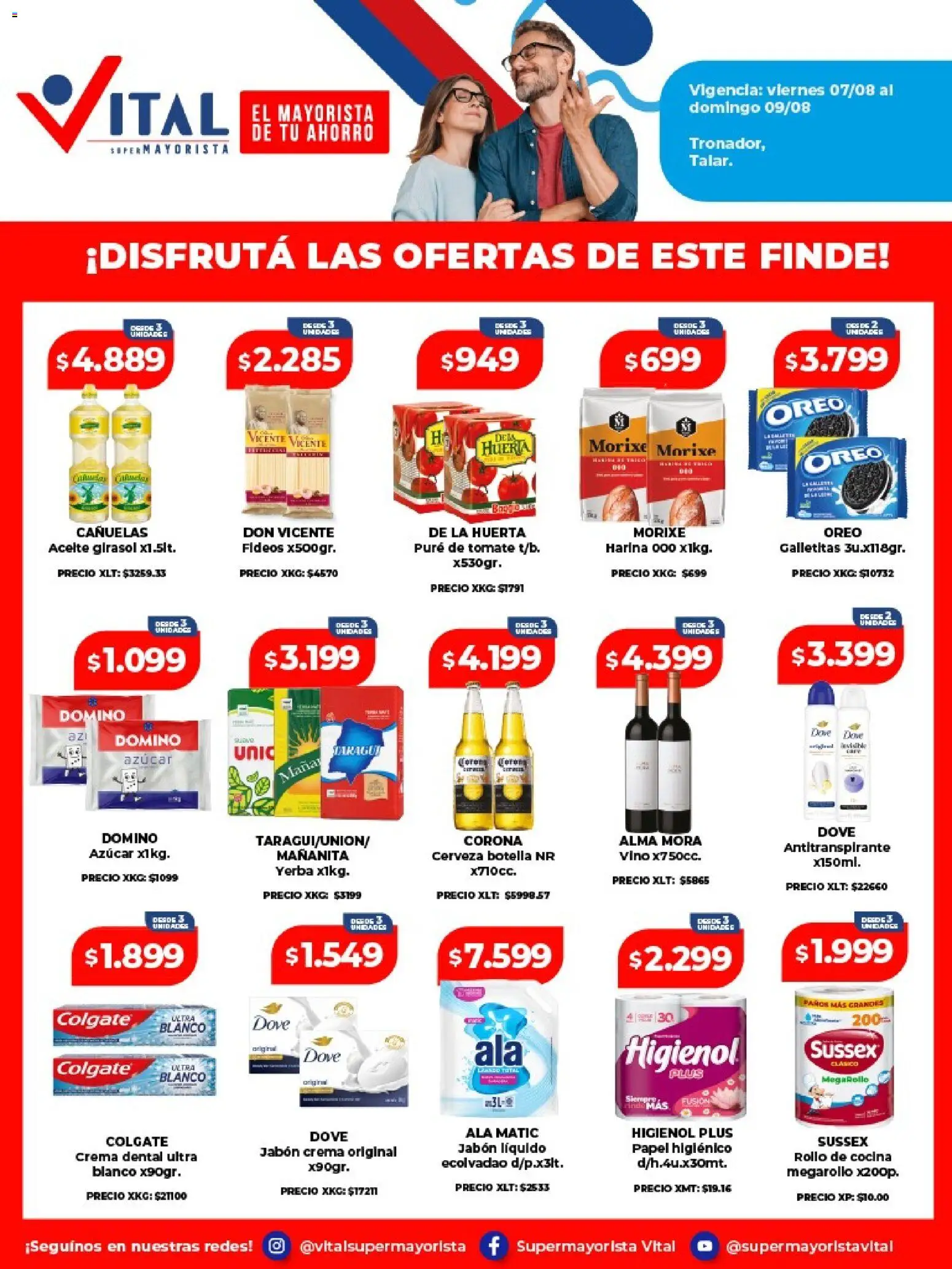Vital - Ofertas fin Talar │ válido desde el 07/08/2026 | Página: 1 | Productos: Yerba, Pure de Tomate, Vino, Crema