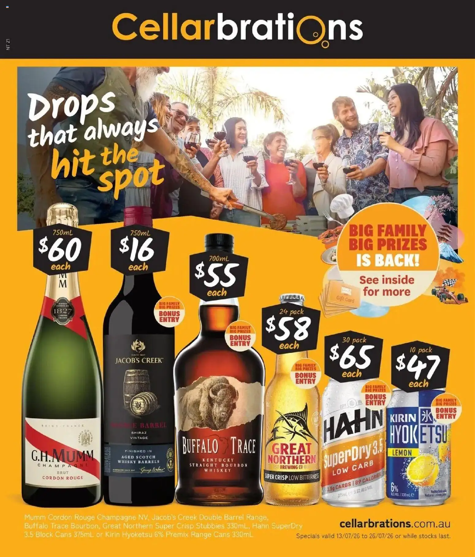 Cellarbrations catalogue - valid from 13/07/2026 | Page: 1 | Products: Bourbon, Whiskey, Lemon, Scotch