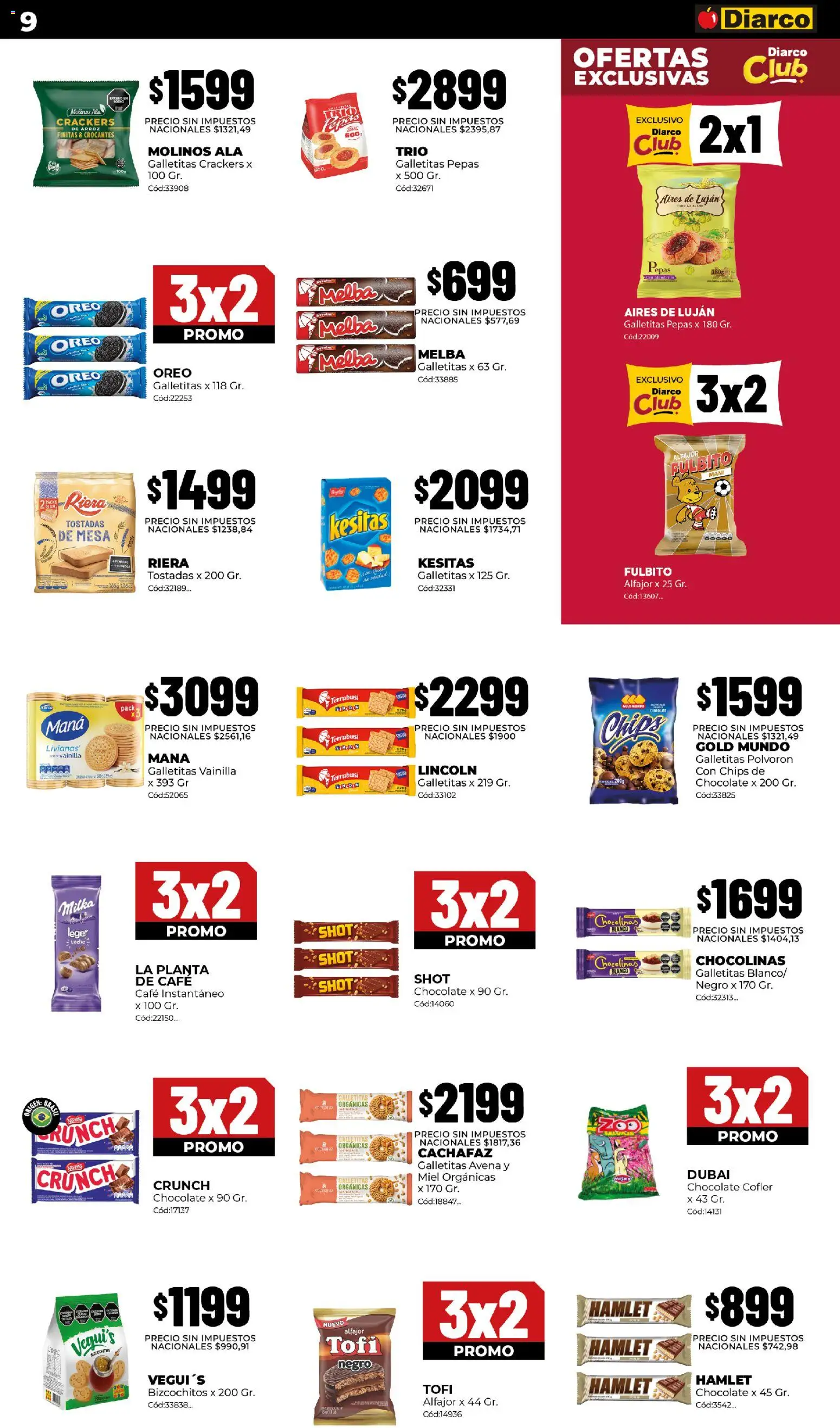 Diarco - Ofertas Pueblo Interior │ válido desde el 03/08/2026 | Página: 9 | Productos: Vainilla, Galletitas, Oreo, Planta