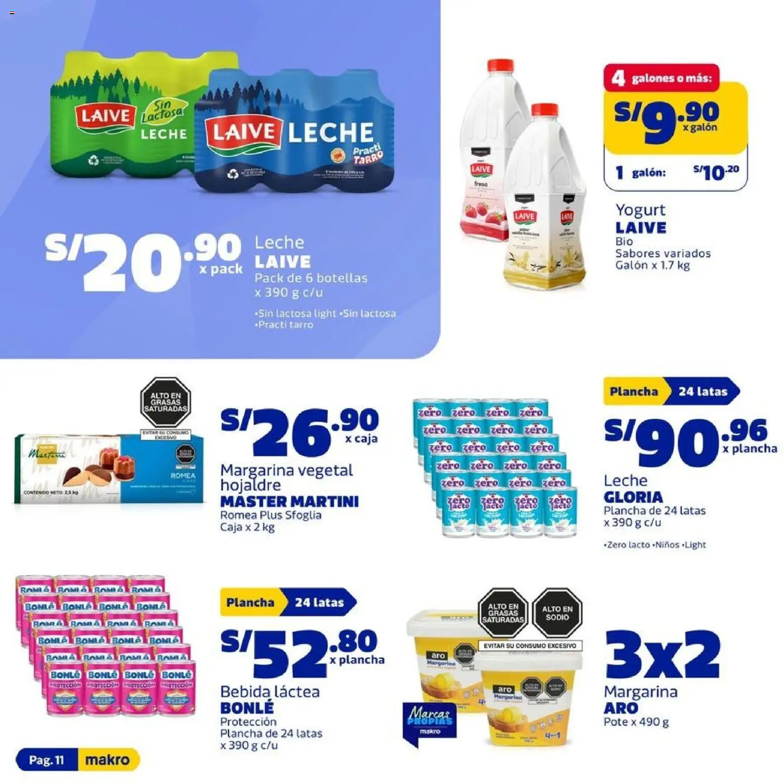 Catálogo Makro válido desde 09.04.2026 | Página: 11 | Productos: Caja, Leche, Yogurt