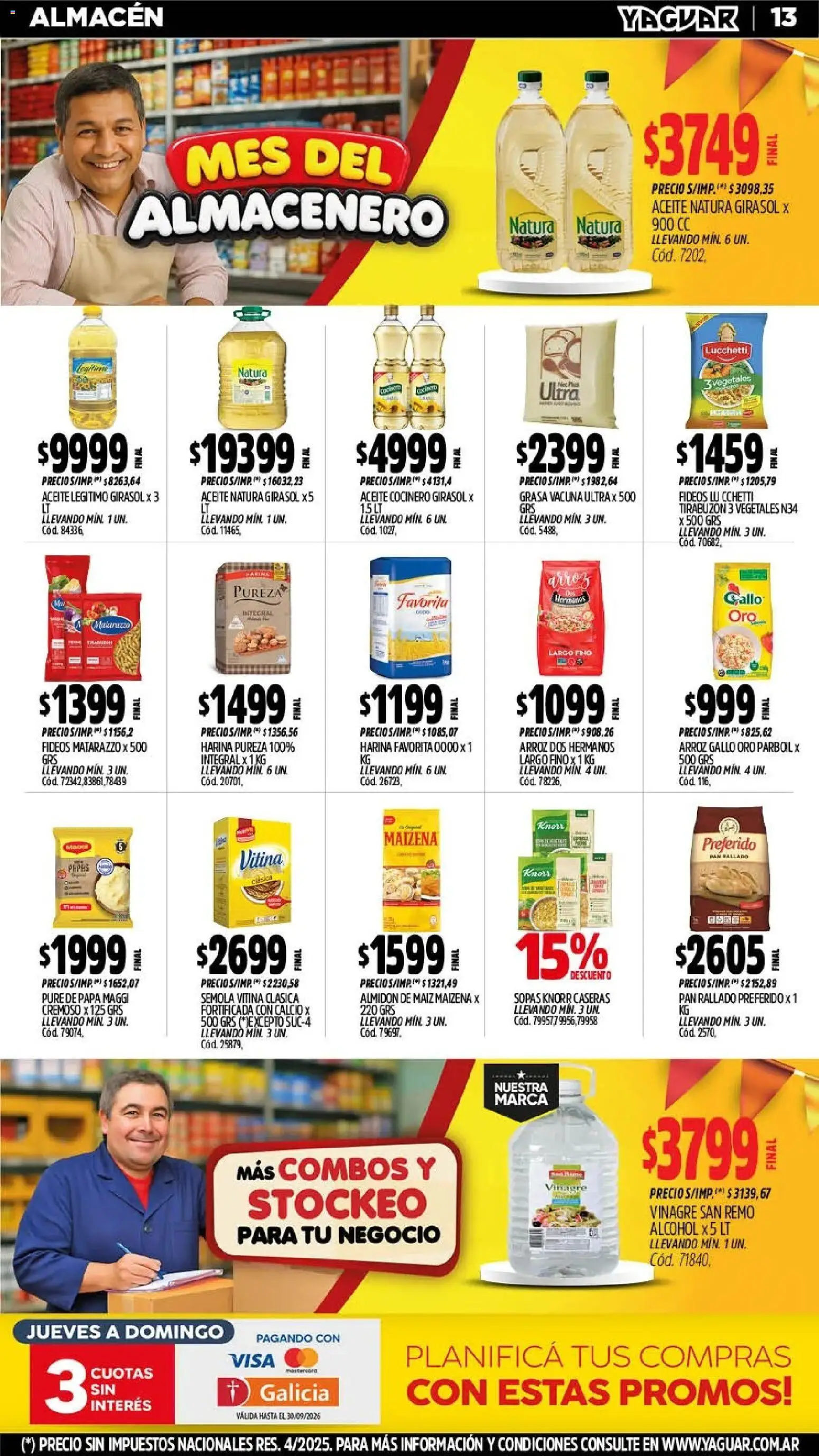 Yaguar - Oferta Semanal Salta │ válido desde el 21/09/2026 | Página: 14 | Productos: Vinagre, Maiz, Sémola, Alcohol
