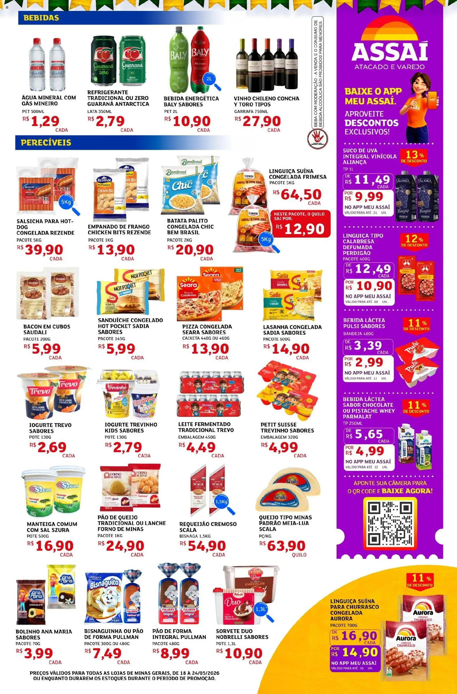 Assaí Atacadista Folheto - válido de 18.05.2026 | Página: 3 | Produtos: Linguiça, Cenoura, Pão de forma, Lasanha