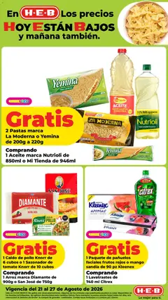 Vista previa de H-E-B folleto Los precios hoy están bajos, nuevo folleto de la tienda, válido en México a partir del 21/08/2026