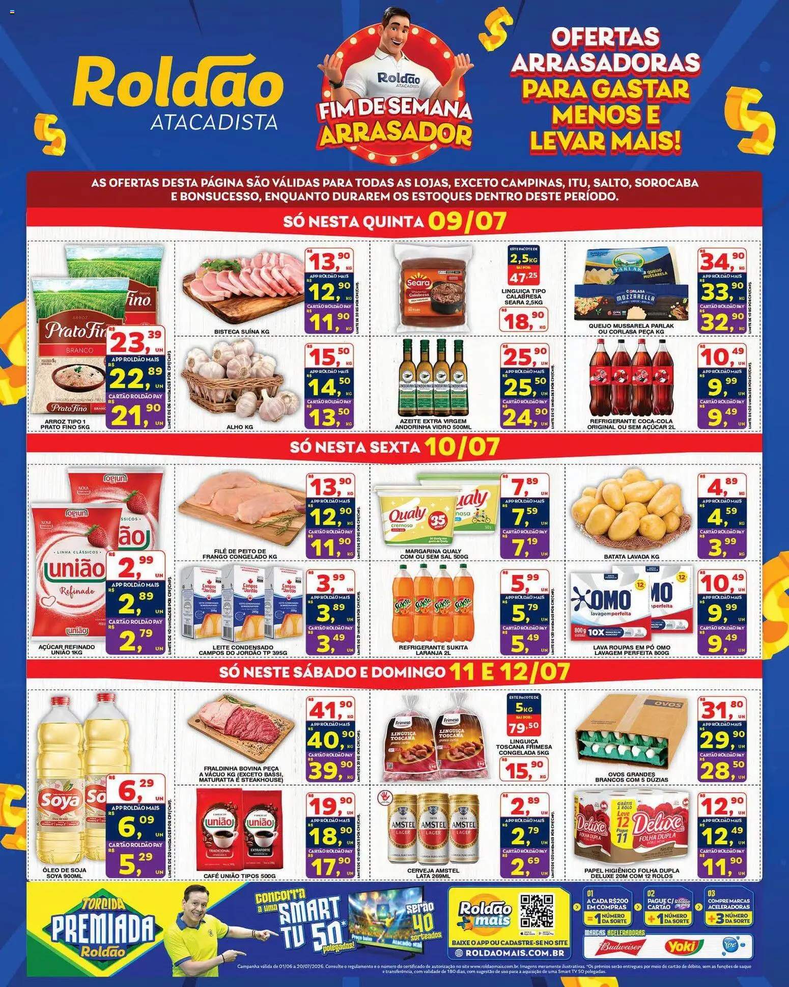 Roldão Folheto - válido de 09/07/2026 | Página: 1 | Produtos: Saquê, Tv, Refrigerante, Margarina