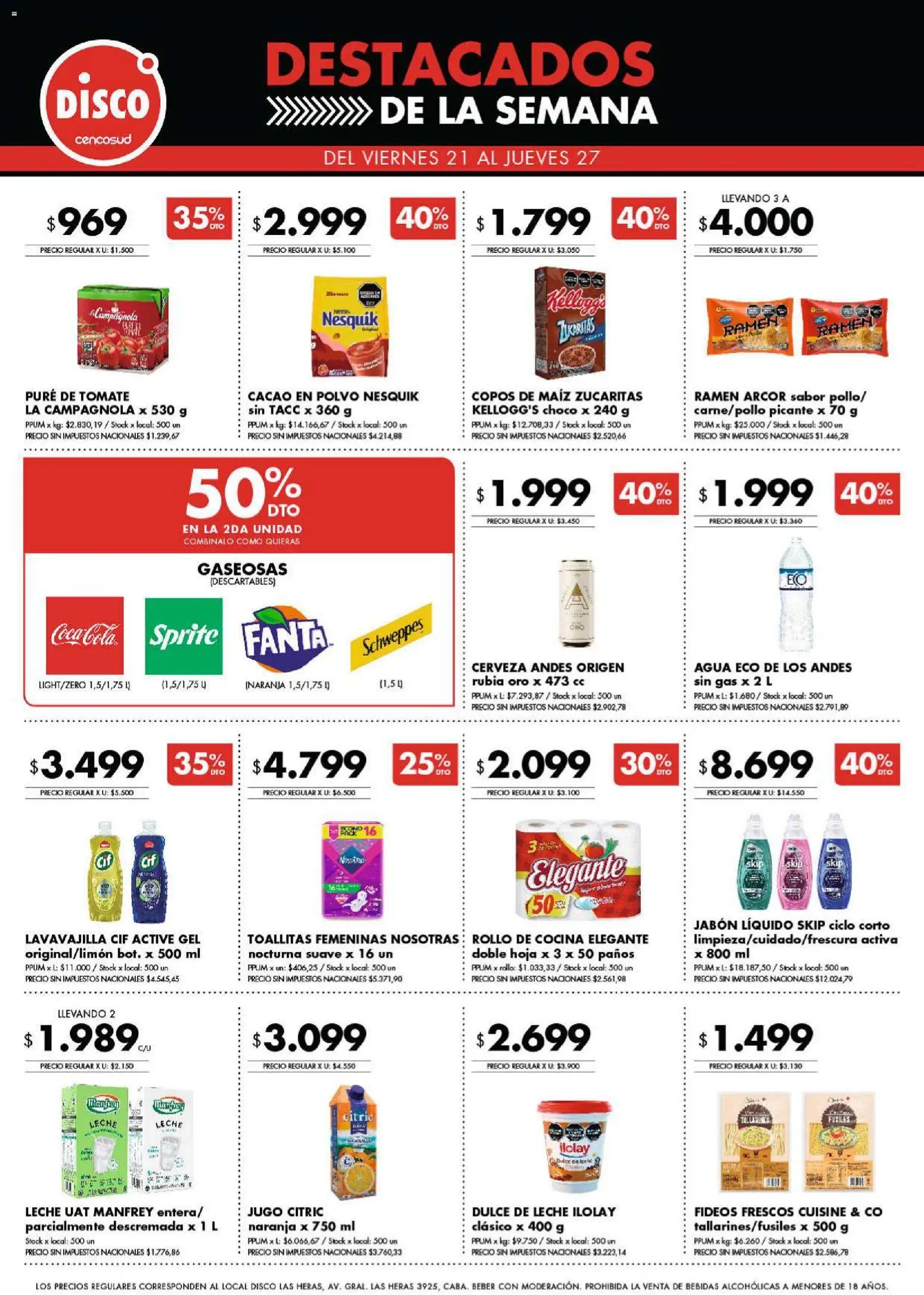 Disco - Destacados - Ofertas I Nacional │ válido desde el 20/08/2026 | Página: 1 | Productos: Polvo, Jabón líquido, Dulce de leche, Jabón