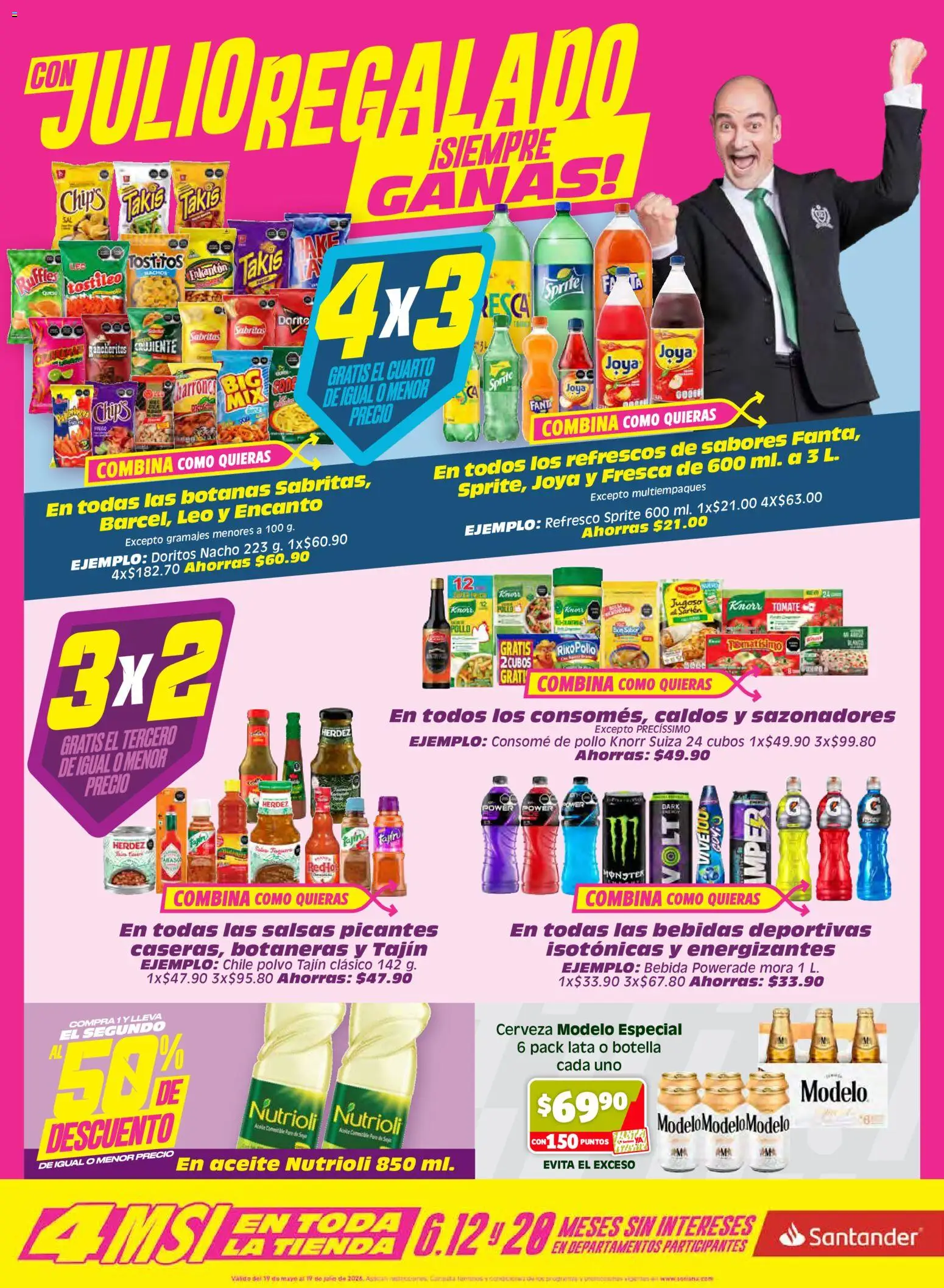 Nuevas ofertas de Soriana válidas en toda la República Mexicana desde el 05.06.2026. ¡Encuentra las mejores ofertas en Soriana Julio Regalado Híper Nacional! | Página: 4 | Productos: Pollo, Tomate, Aceite, Botella