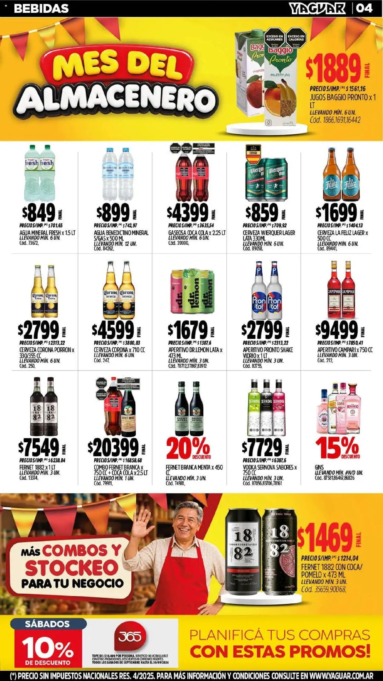 Yaguar - Oferta Semanal Mar del Plata │ válido desde el 28/09/2026 | Página: 4 | Productos: Vodka, Campari, Agua mineral, Pomelo