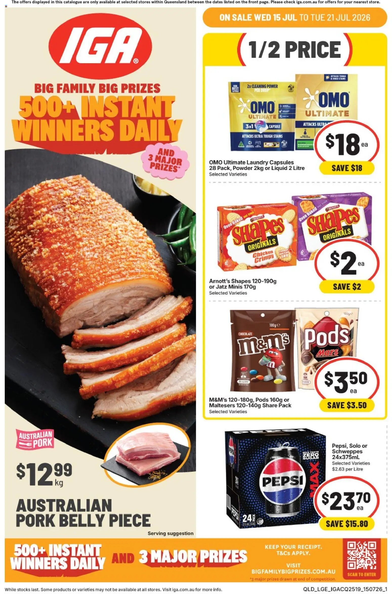 IGA catalogue - valid from 15/07/2026 | Page: 1 | Products: Pork, Pepsi, Laundry, Oven