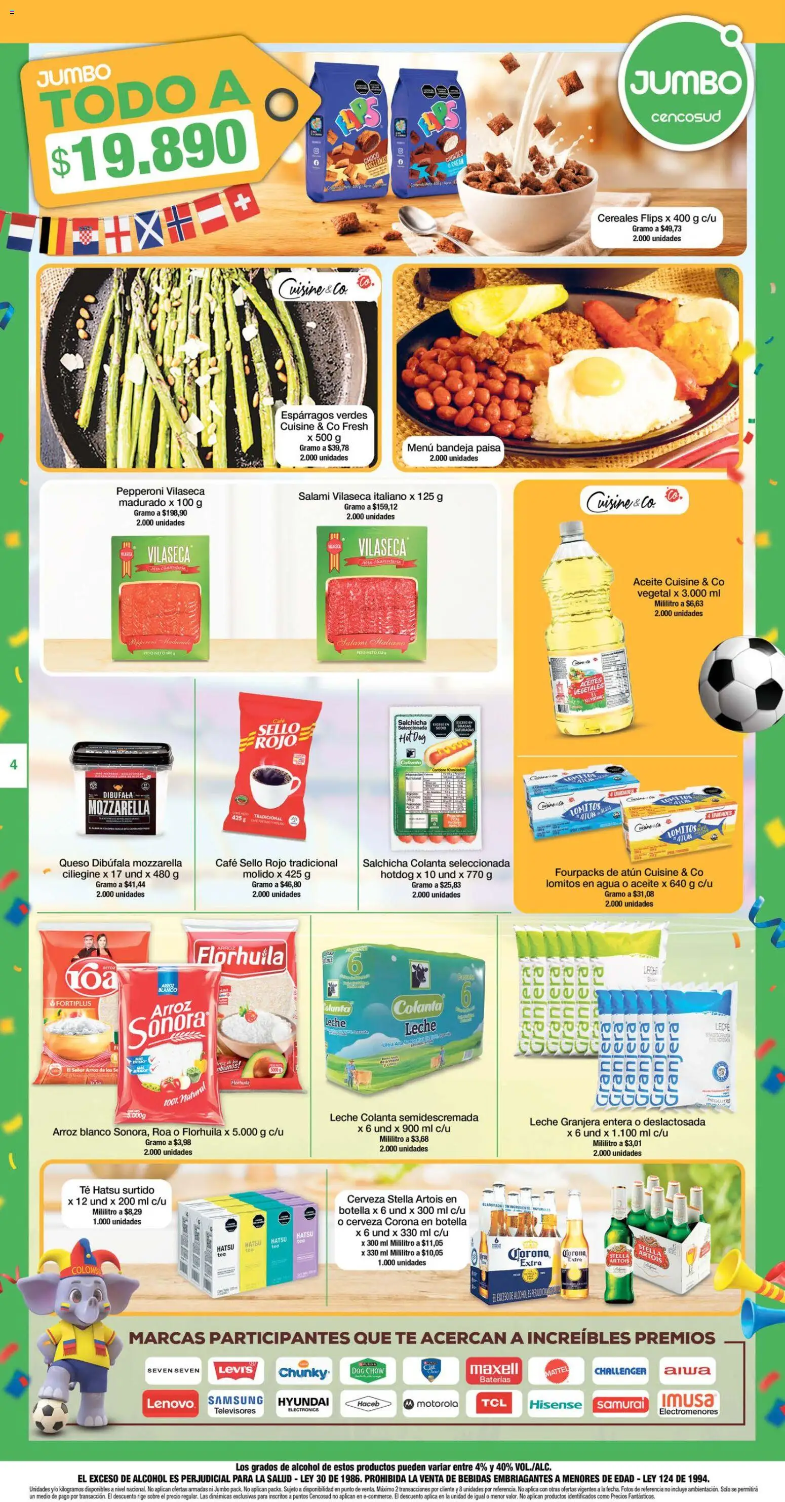 Jumbo revista - valida desde el 18.06.2026 | Página: 4 | Productos: Té, Atún, Salami, Cerveza