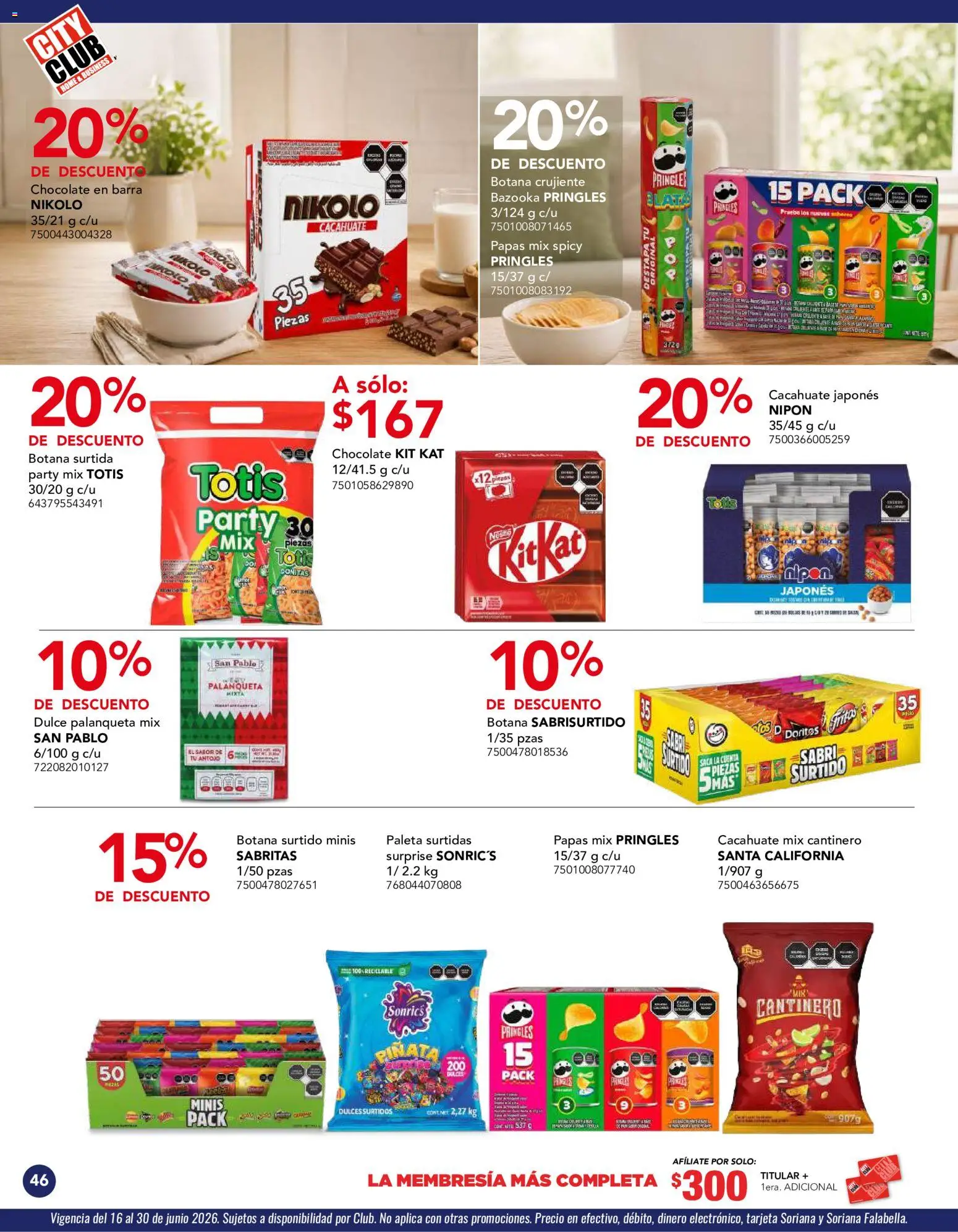 Nuevas ofertas de City Club válidas en toda la República Mexicana desde el 01.06.2026. ¡Encuentra las mejores ofertas en City Club catálogo! | Página: 46 | Productos: Paleta, Cacahuate, Chocolate, Barra