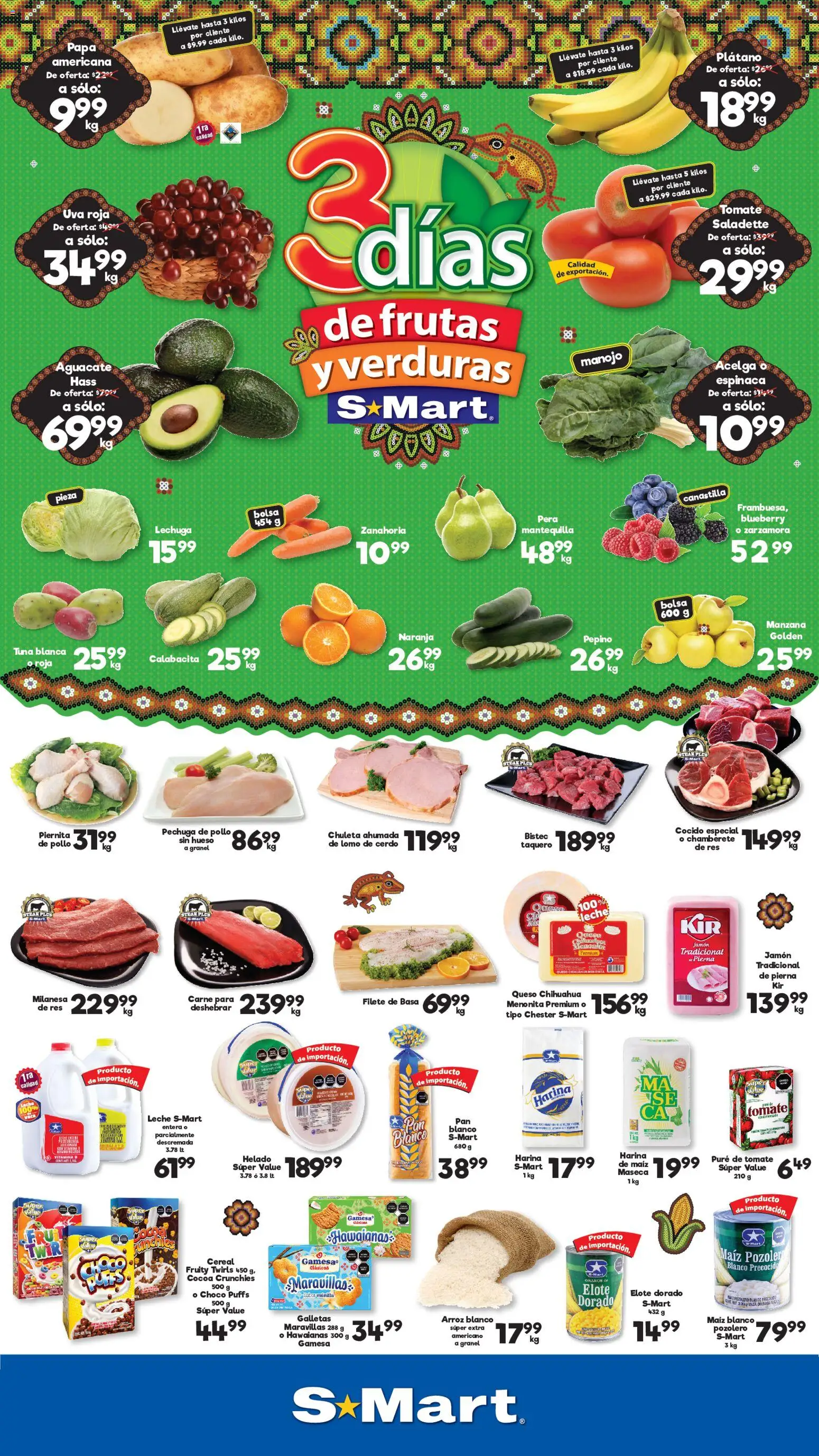 Nuevas ofertas de S-Mart válidas en toda la República Mexicana desde el 15/09/2026. ¡Encuentra las mejores ofertas en S-Mart folleto Juárez! | Página: 1 | Productos: Masa, Tomate, Queso, Puré