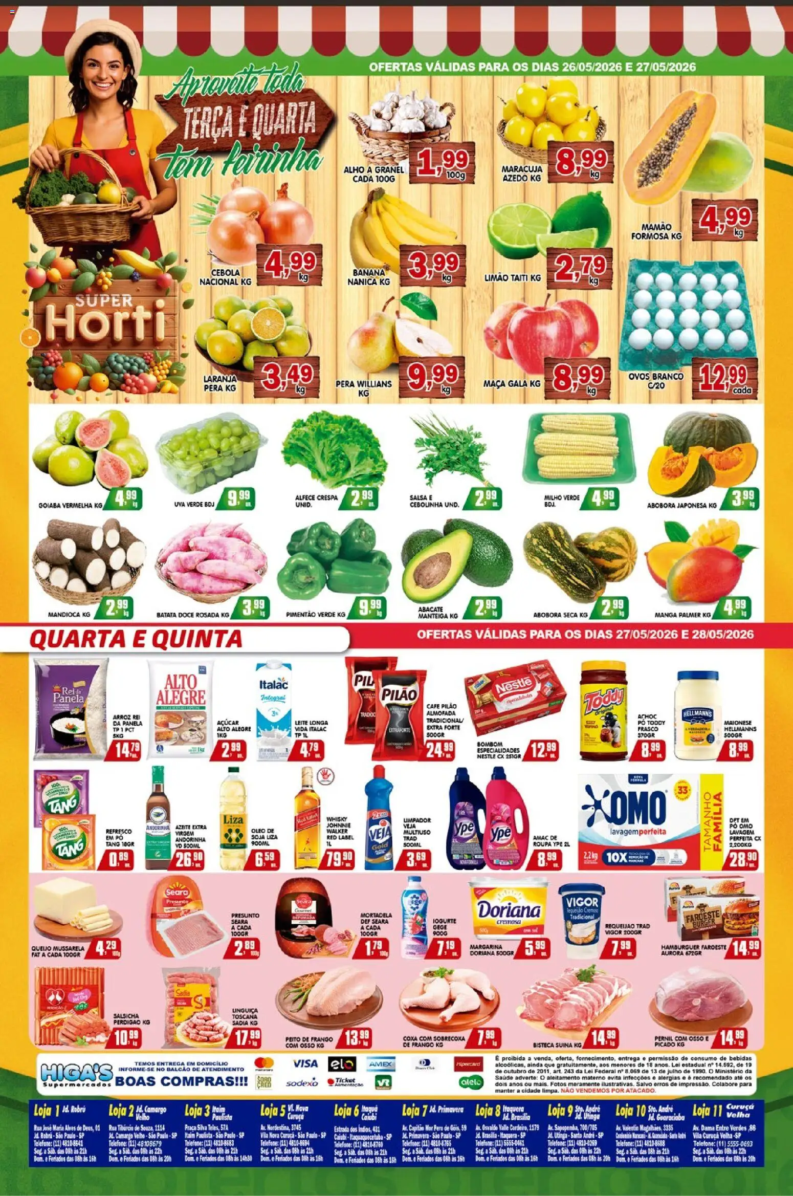 Higa's Supermercado Folheto - válido de 27.05.2026 | Página: 4 | Produtos: Cebola, Ovos, Óleo, Telefone