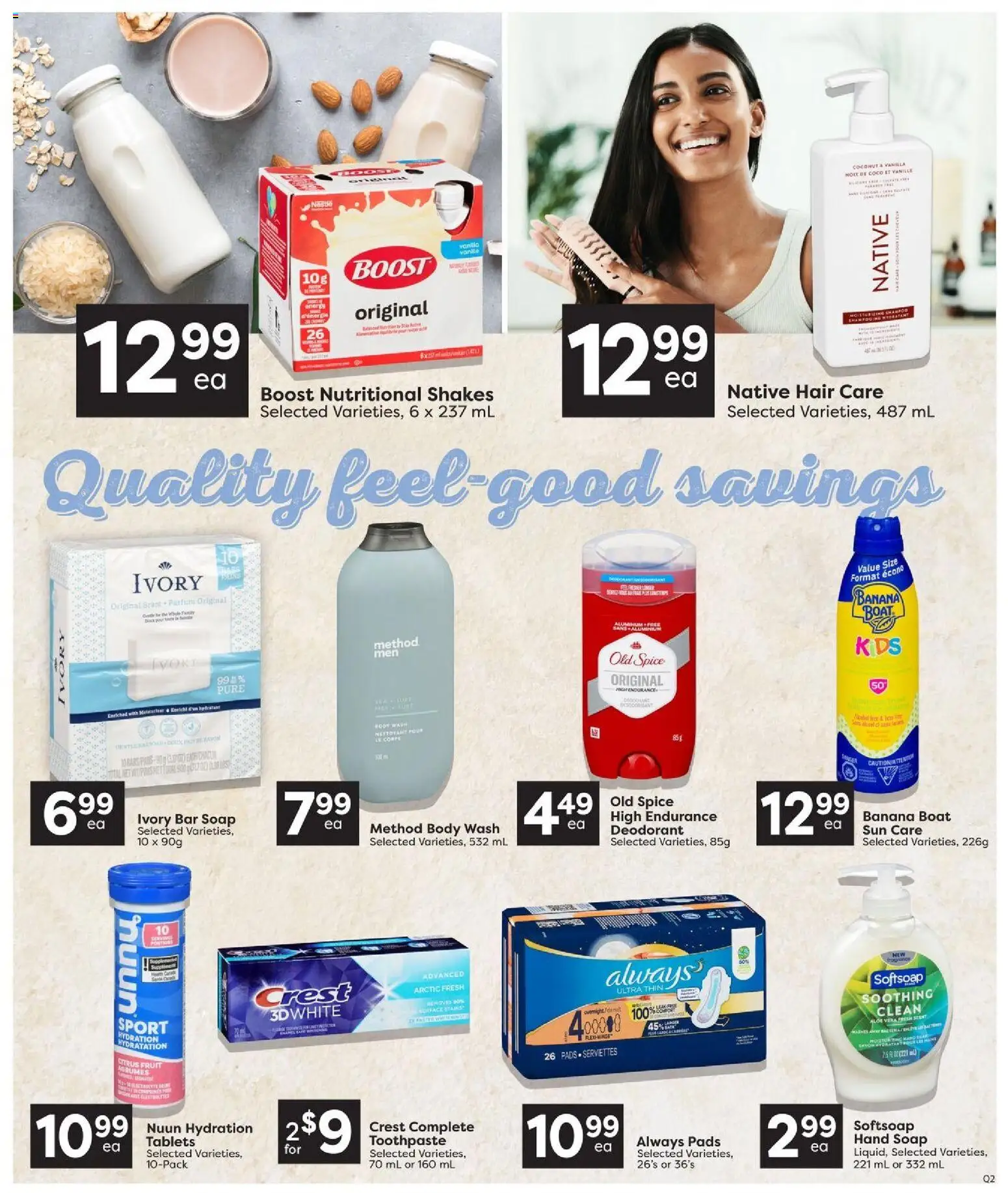 Quality Foods flyer valid from Jul 30, 2026 | Page: 14 | Products: Shampoo, Soap, Deodorant, Toothpaste