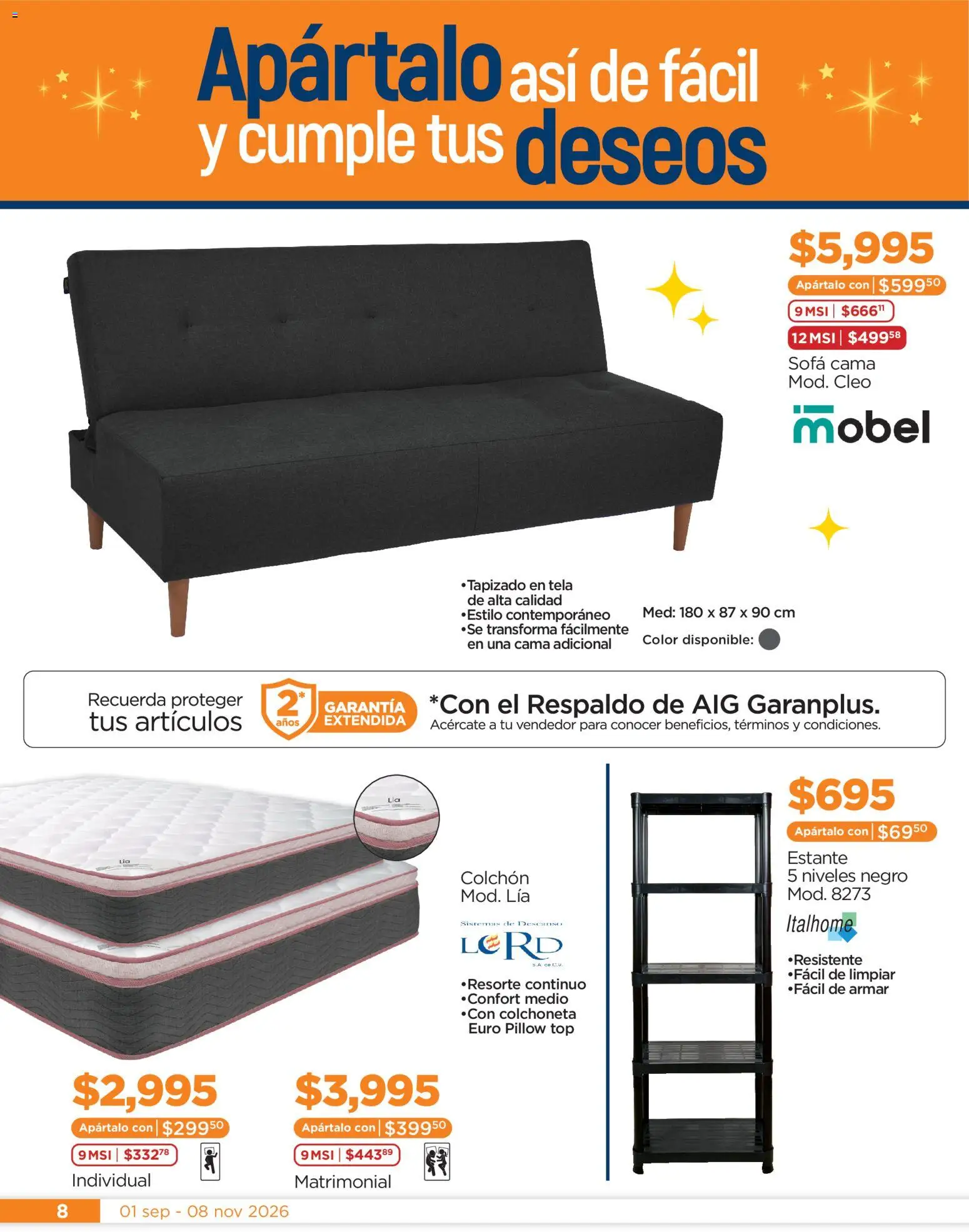 Nuevas ofertas de Chedraui válidas en toda la República Mexicana desde el 01/09/2026. ¡Encuentra las mejores ofertas en Chedraui Llegan los porti ofertones del otoño! | Página: 8 | Productos: Colchoneta, Estante, Colchón, Top