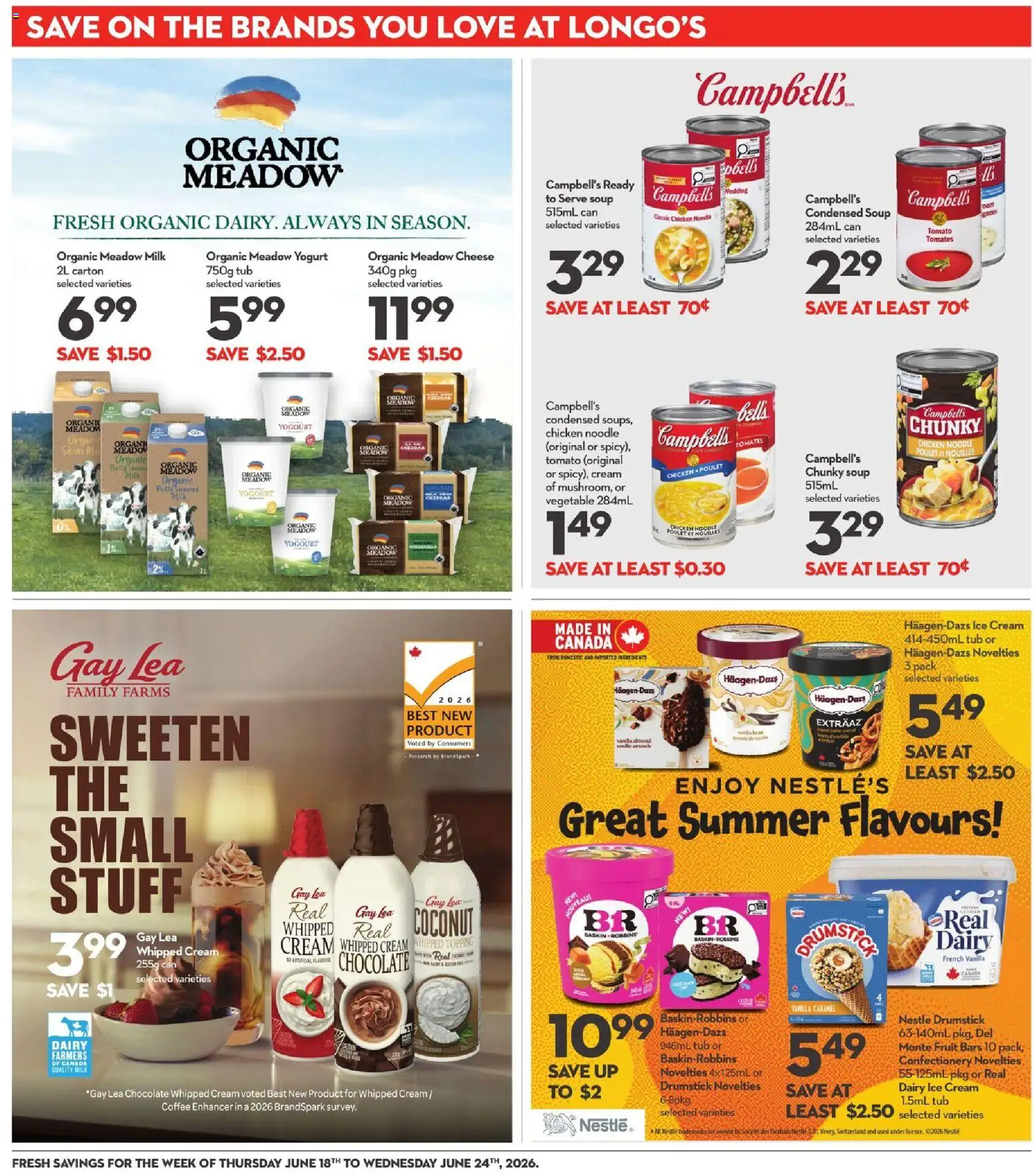Longo's flyer valid from 18.06.2026 | Page: 19 | Products: Ice cream, Yogurt, Coffee, Chocolate