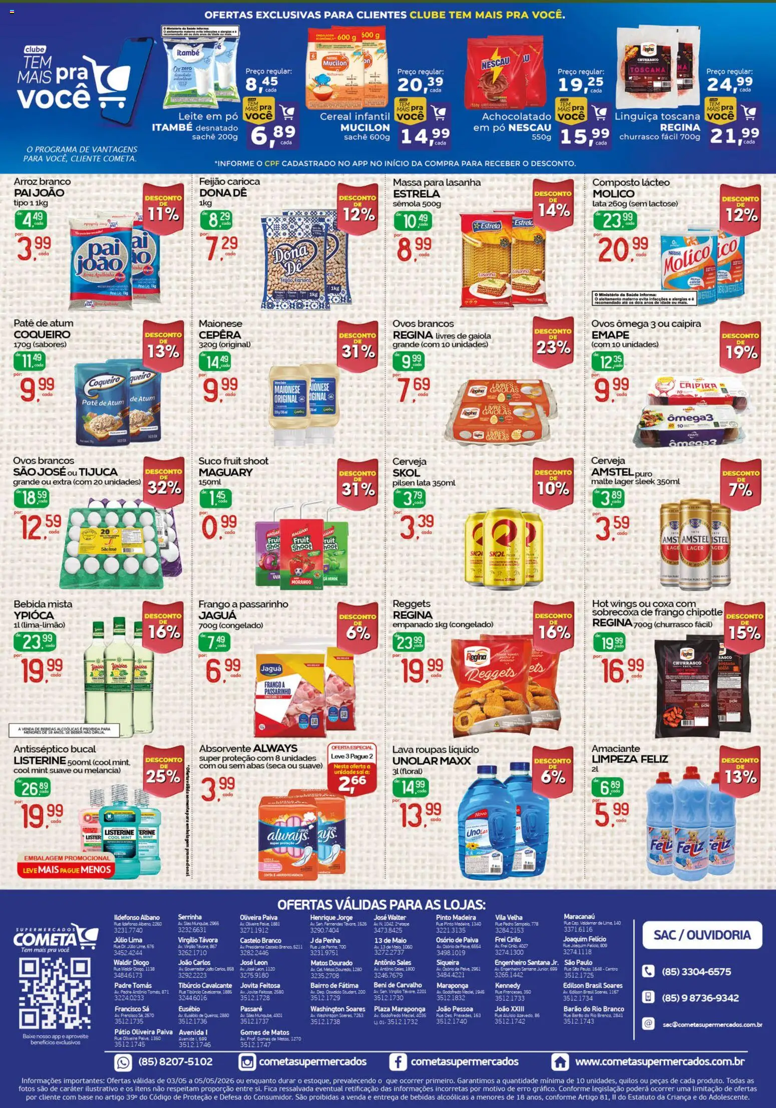 Cometa Supermercados Folheto - válido de 03.05.2026 | Página: 2 | Produtos: Ômega 3, Nescau, Mucilon, Amaciante
