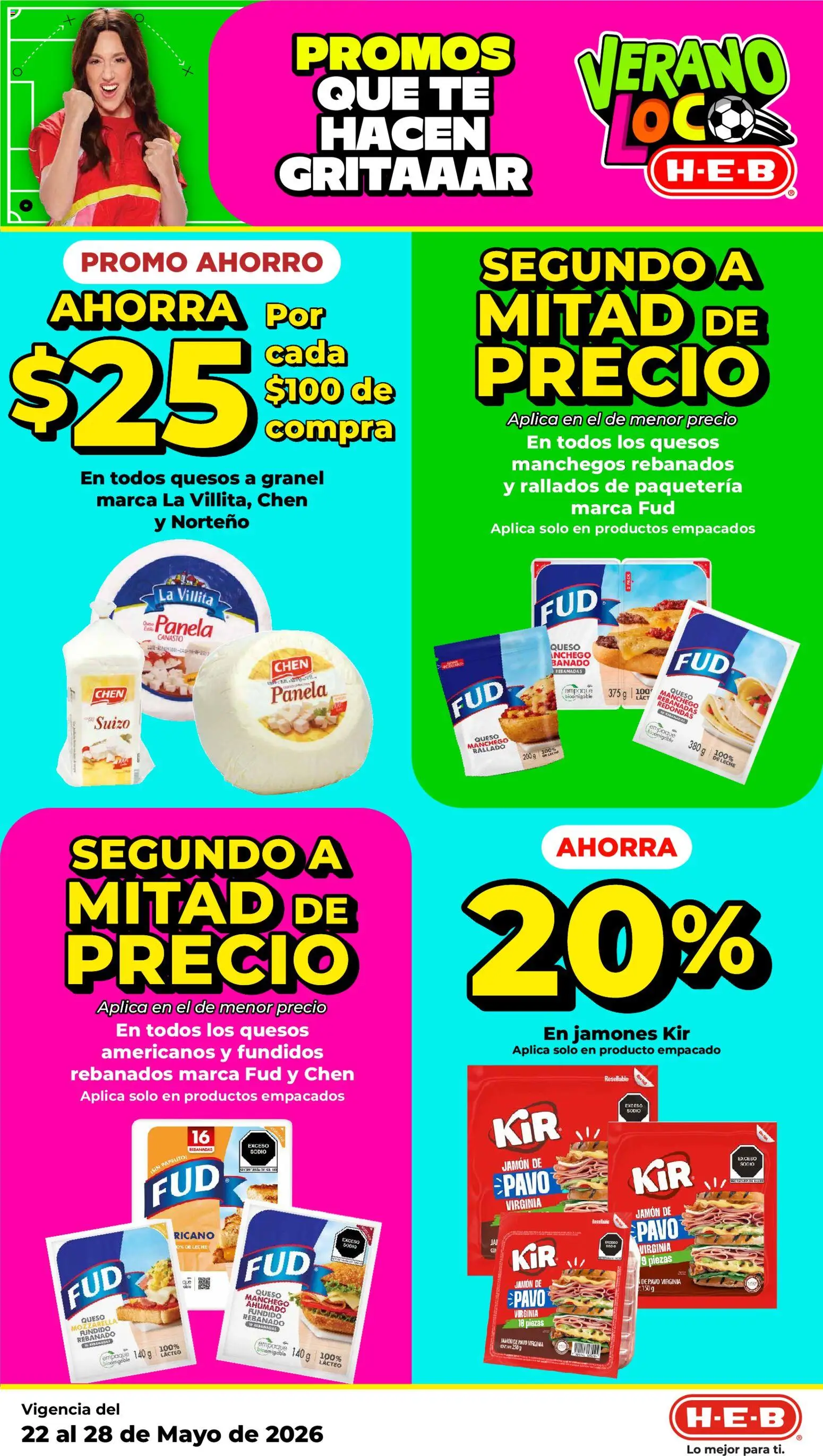 Nuevas ofertas de H-E-B válidas en toda la República Mexicana desde el 21.05.2026. ¡Encuentra las mejores ofertas en H-E-B folleto! | Página: 9 | Productos: Leche, Queso, Jamón, Té