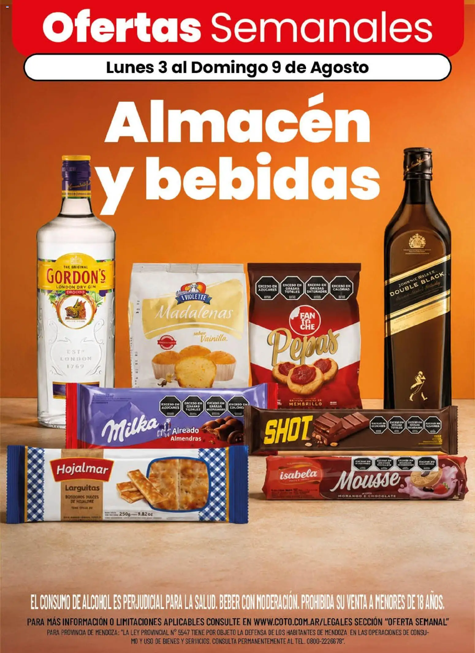Coto -Almacén Ly bebidas │ válido desde el 03/08/2026 | Página: 1 | Productos: Almendras, Whiskey, Mousse, Chocolate