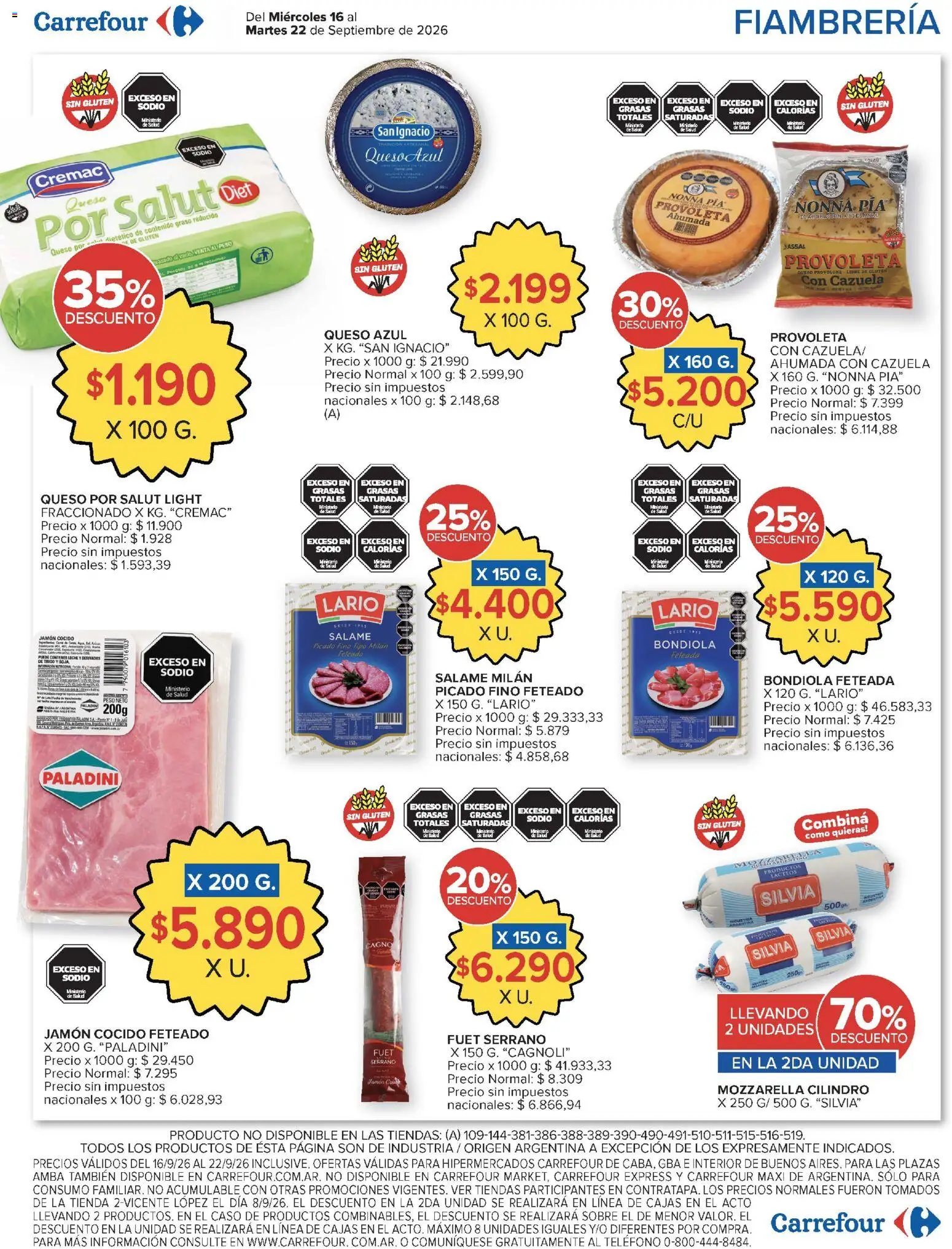 Carrefour - Carrefour Hiper Ofertas │ válido desde el 16/09/2026 | Página: 10 | Productos: Teléfono, Sobre, Jamón cocido, Salame