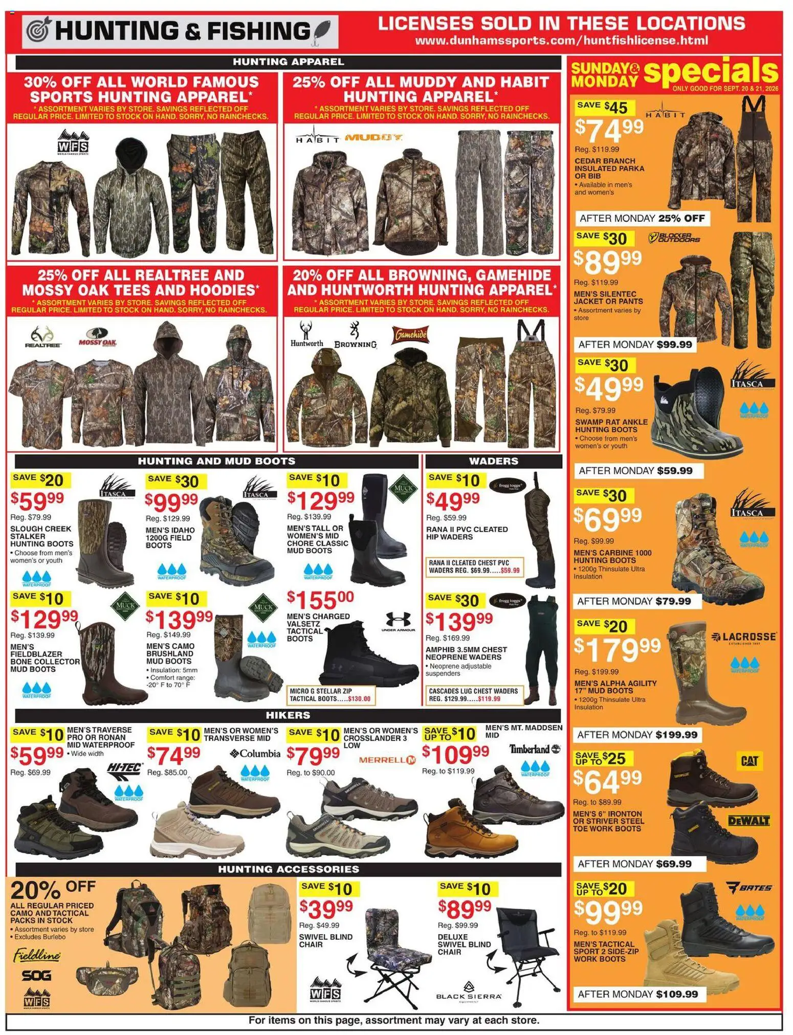 Dunham's Sports Weekly Ad - valid from 09/19/2026 | Page: 6 | Products: Chair, Swivel, Jacket, Pants