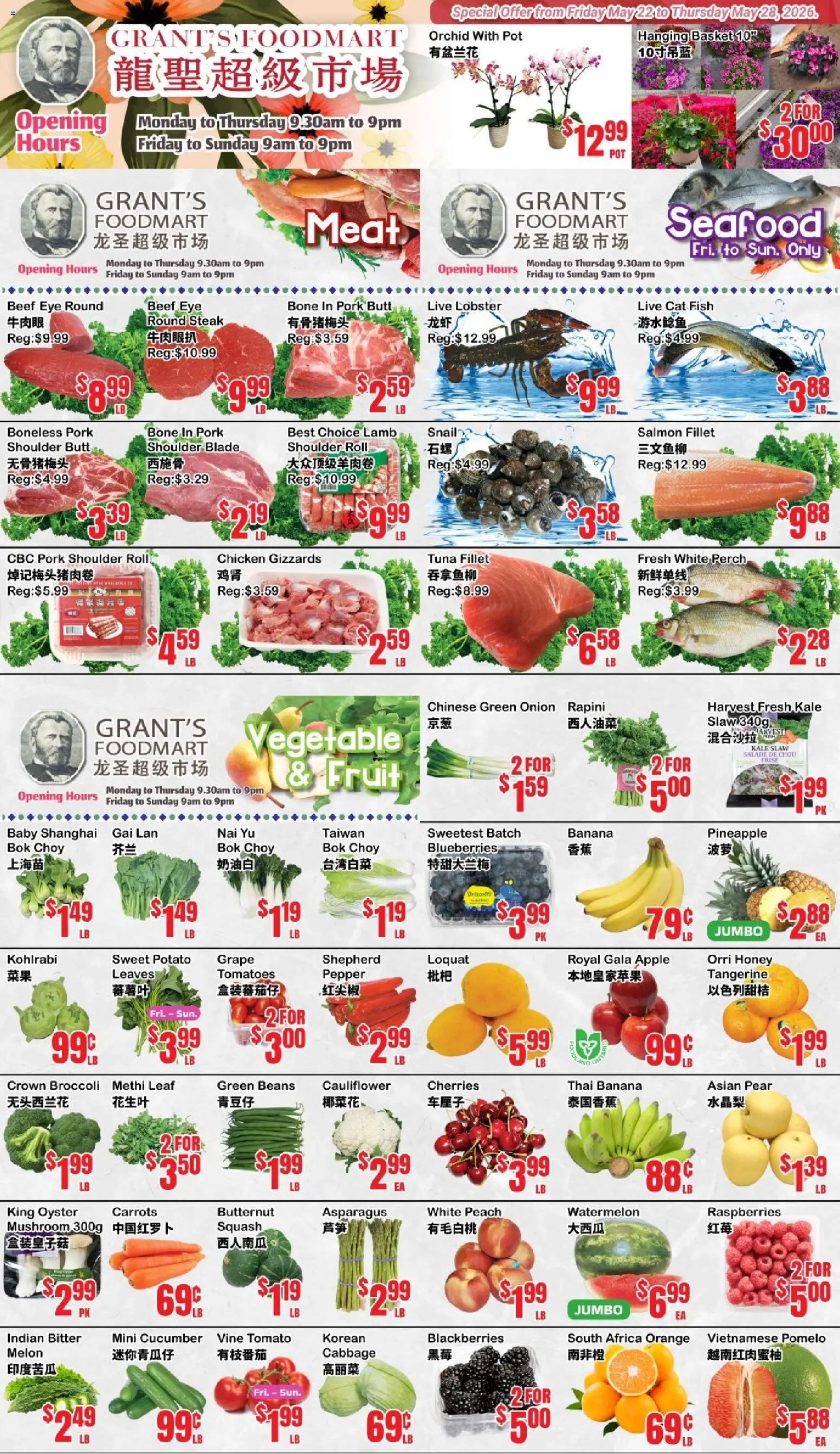Oceans flyer valid from 22.05.2026 | Page: 2 | Products: Fish, Beef, Basket, Chicken