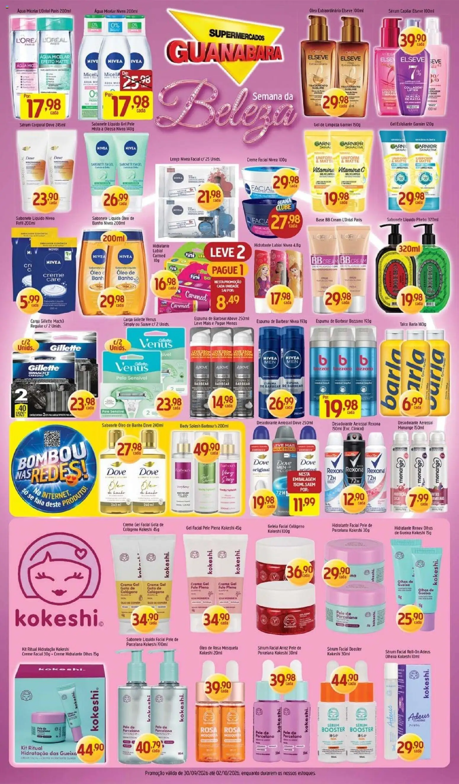 Supermercados Guanabara Folheto - válido de 30/09/2026 | Página: 10 | Produtos: Água micelar, Espuma de barbear, Desodorante, Body