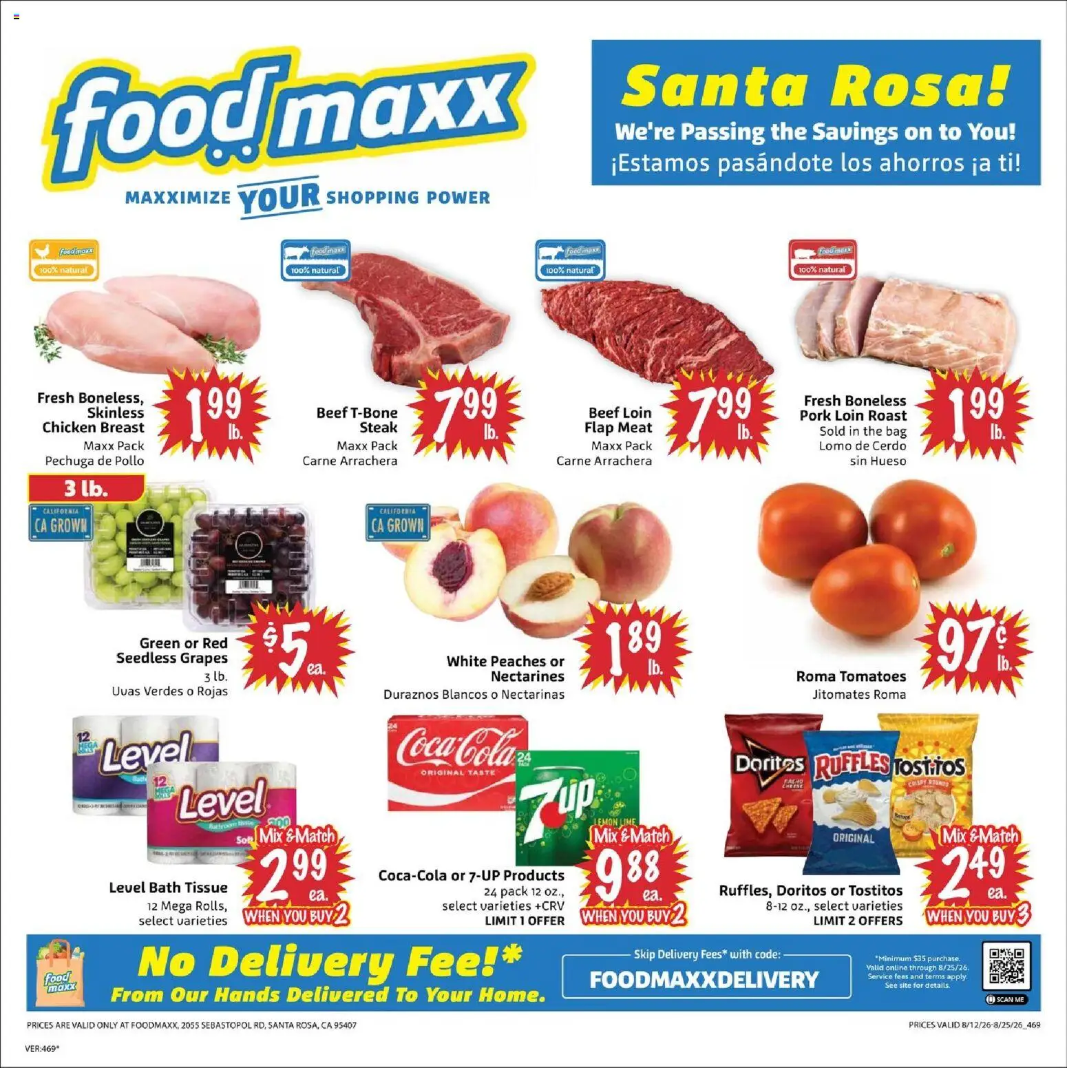 FoodMaxx Weekly Ad - CA - valid from 08/12/2026 | Page: 1 | Products: Beef, Lemon, Grapes, Bag