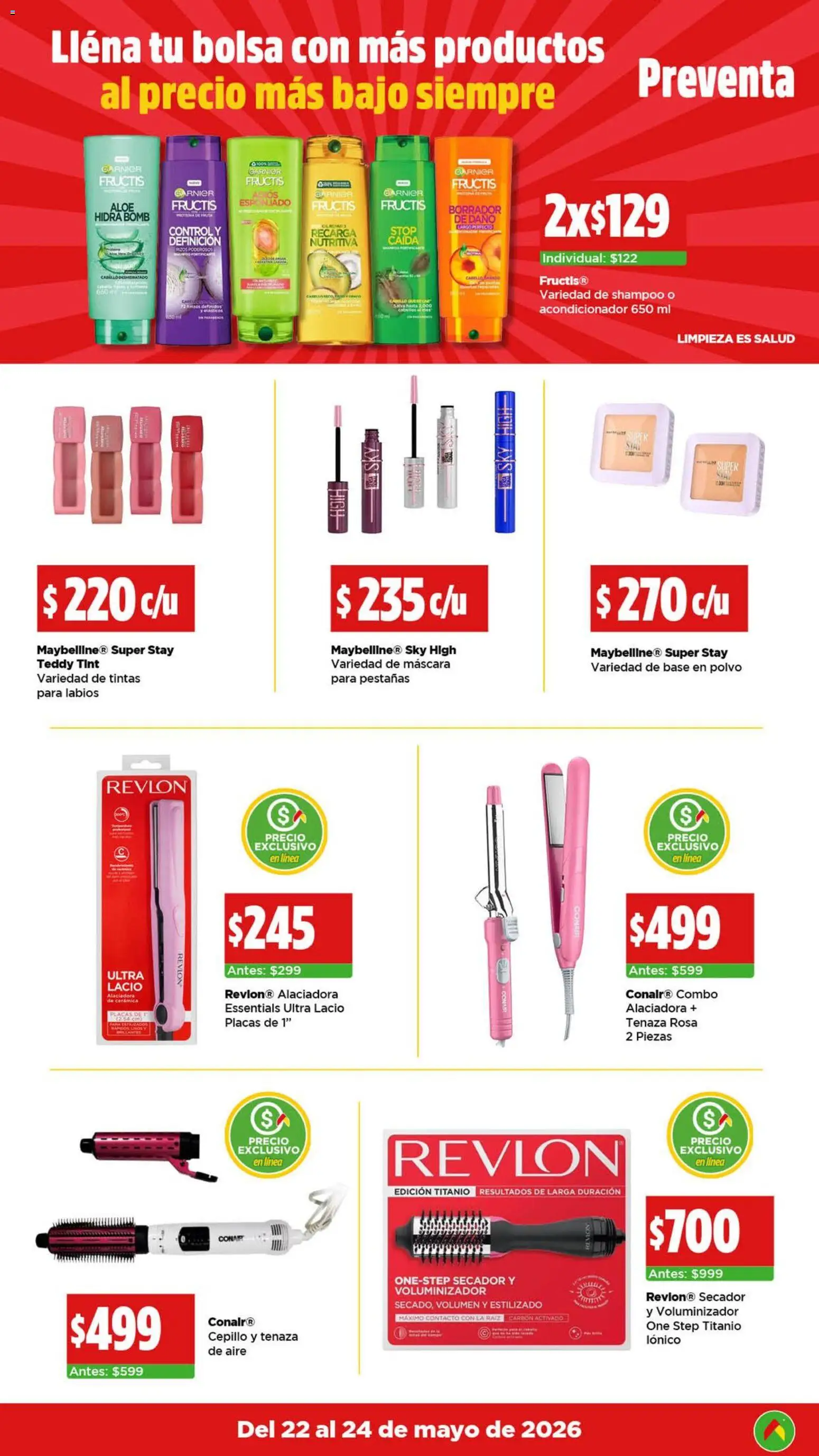 Nuevas ofertas de Bodega Aurrerá válidas en toda la República Mexicana desde el 22.05.2026. ¡Encuentra las mejores ofertas en Bodega Aurrerá folleto Preventa! | Página: 14 | Productos: Bolsa, Cepillo, Máscara, Acondicionador