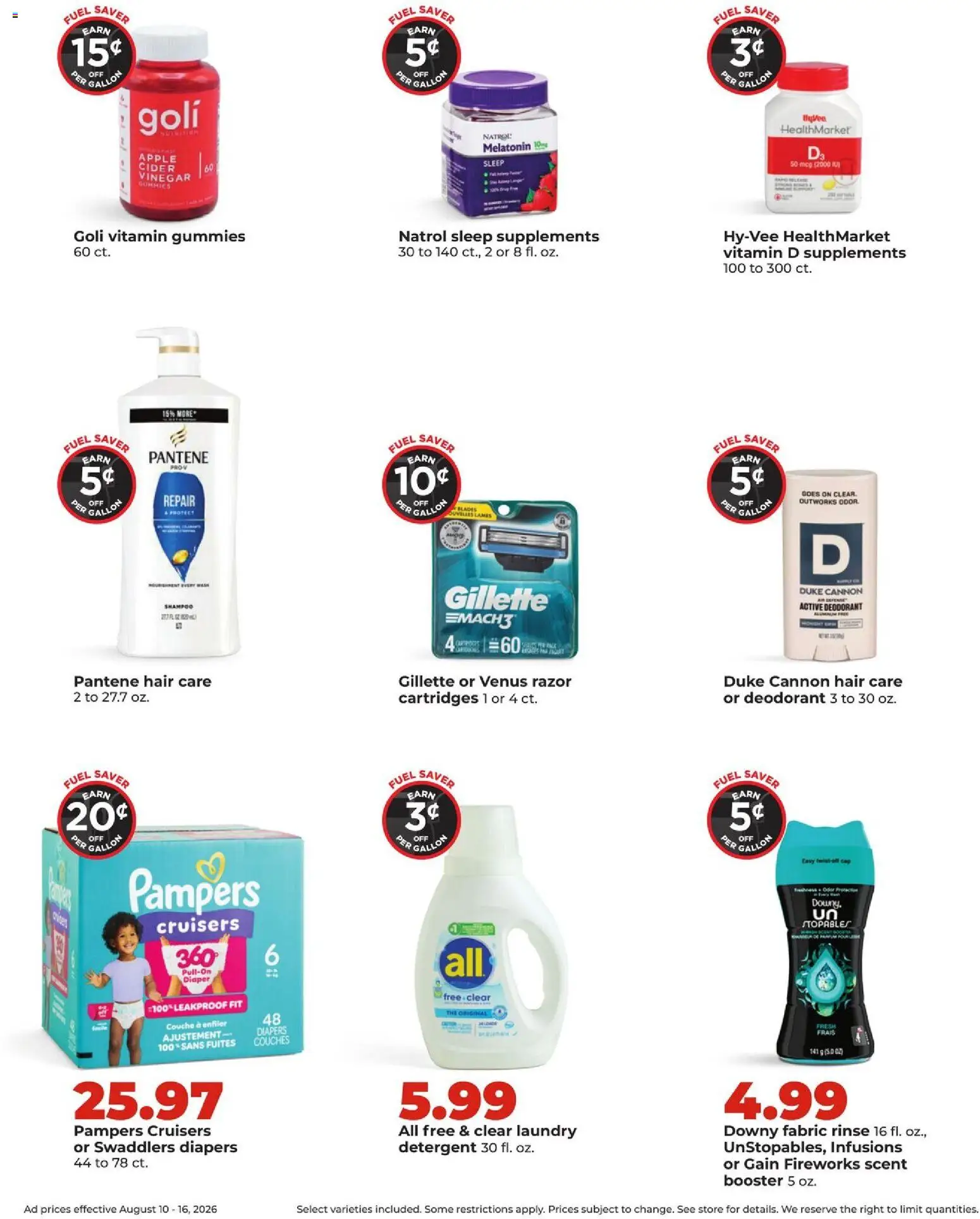 HyVee Weekly Ad - valid from 08/10/2026 | Page: 11 | Products: Melatonin, Cider, Diapers, Fireworks