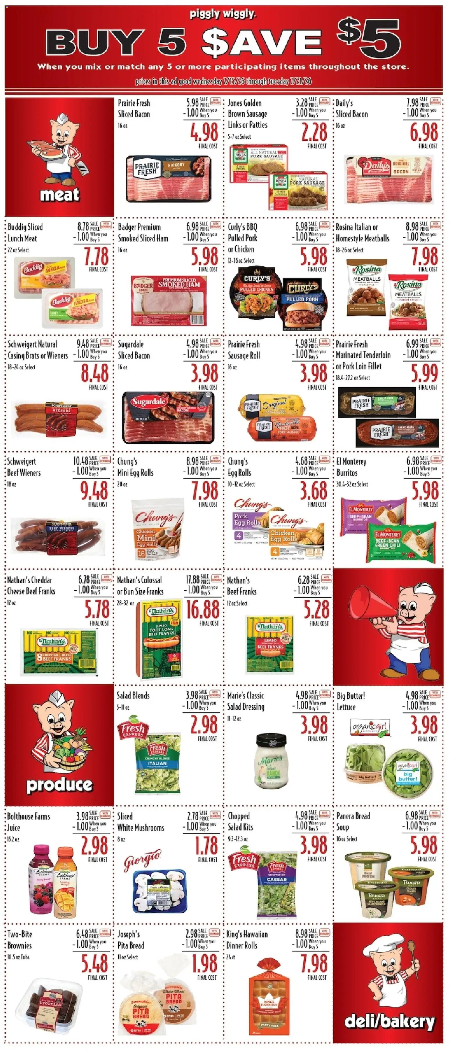 Piggly Wiggly Weekly Ad - valid from 07/15/2026 | Page: 6 | Products: Lettuce, Mushrooms, Ham, Salad