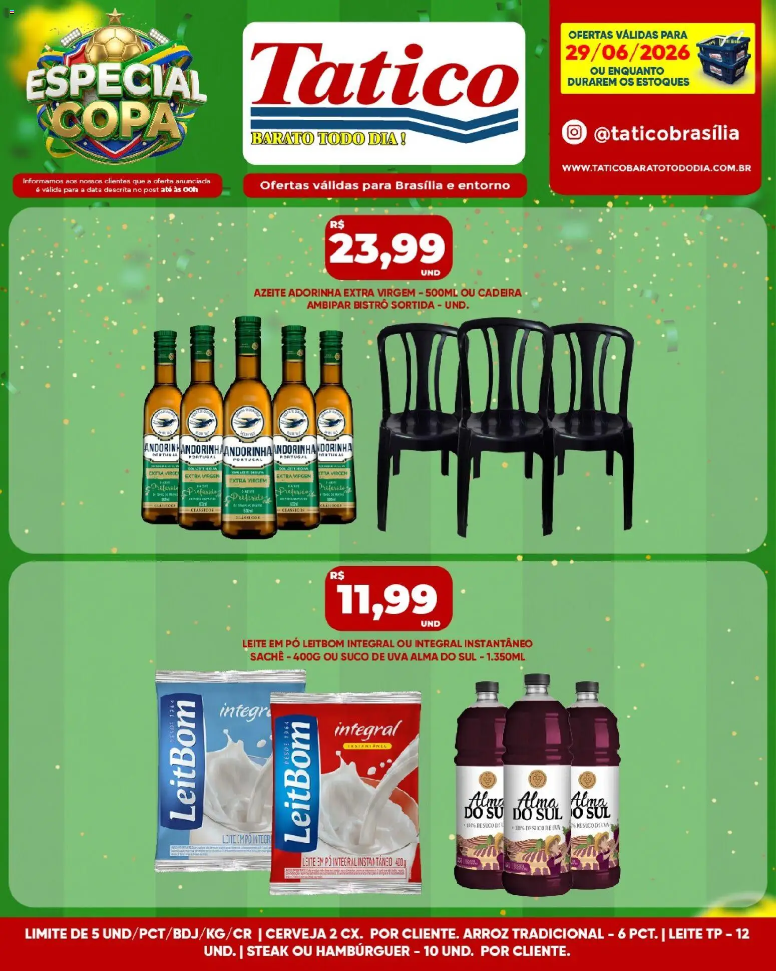 Tatico Folheto - válido de 29/06/2026 | Página: 11 | Produtos: Cerveja, Copa, Arroz, Leite em pó
