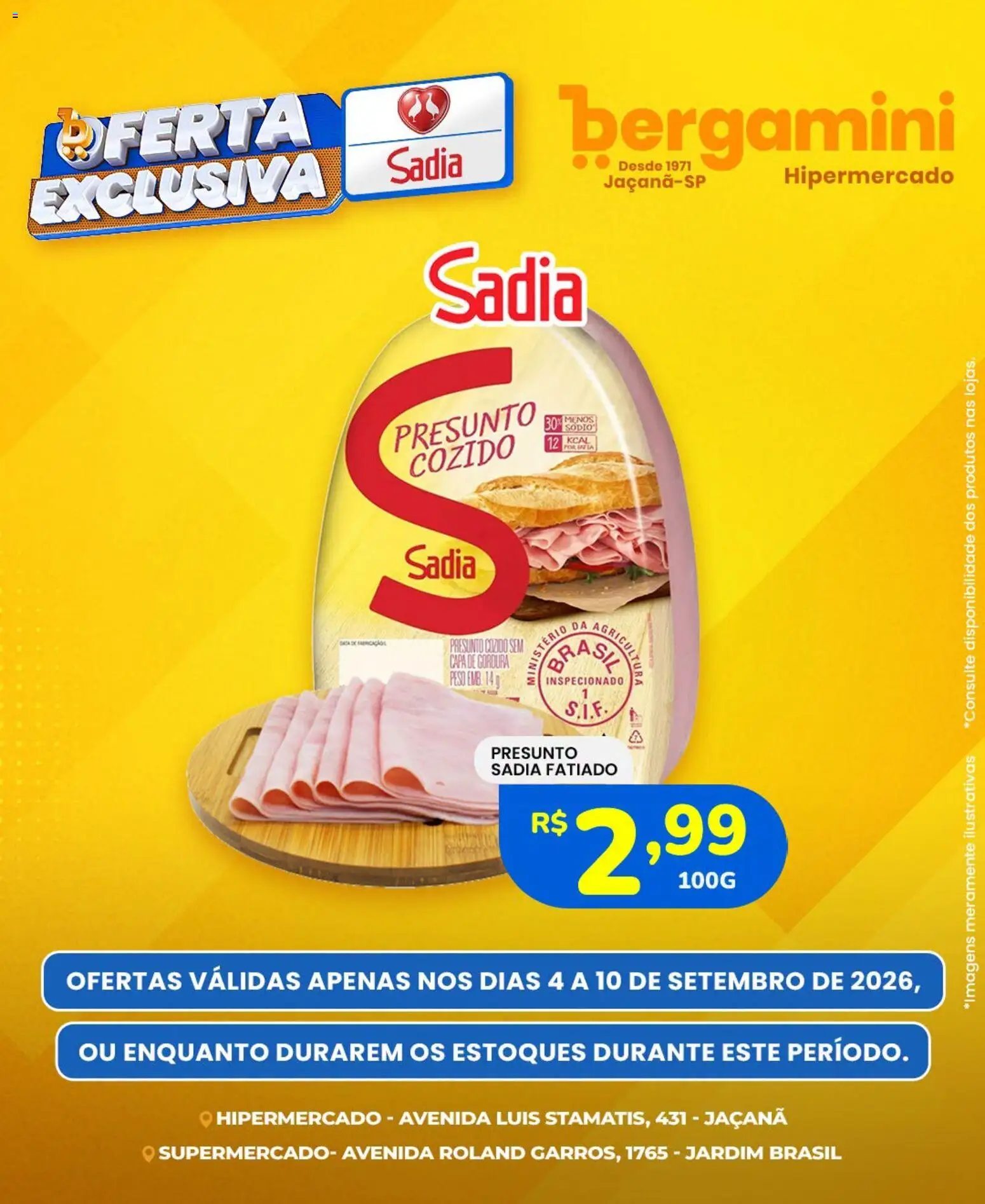 Supermercado Bergamini Folheto - válido de 04/09/2026 | Página: 2 | Produtos: Presunto