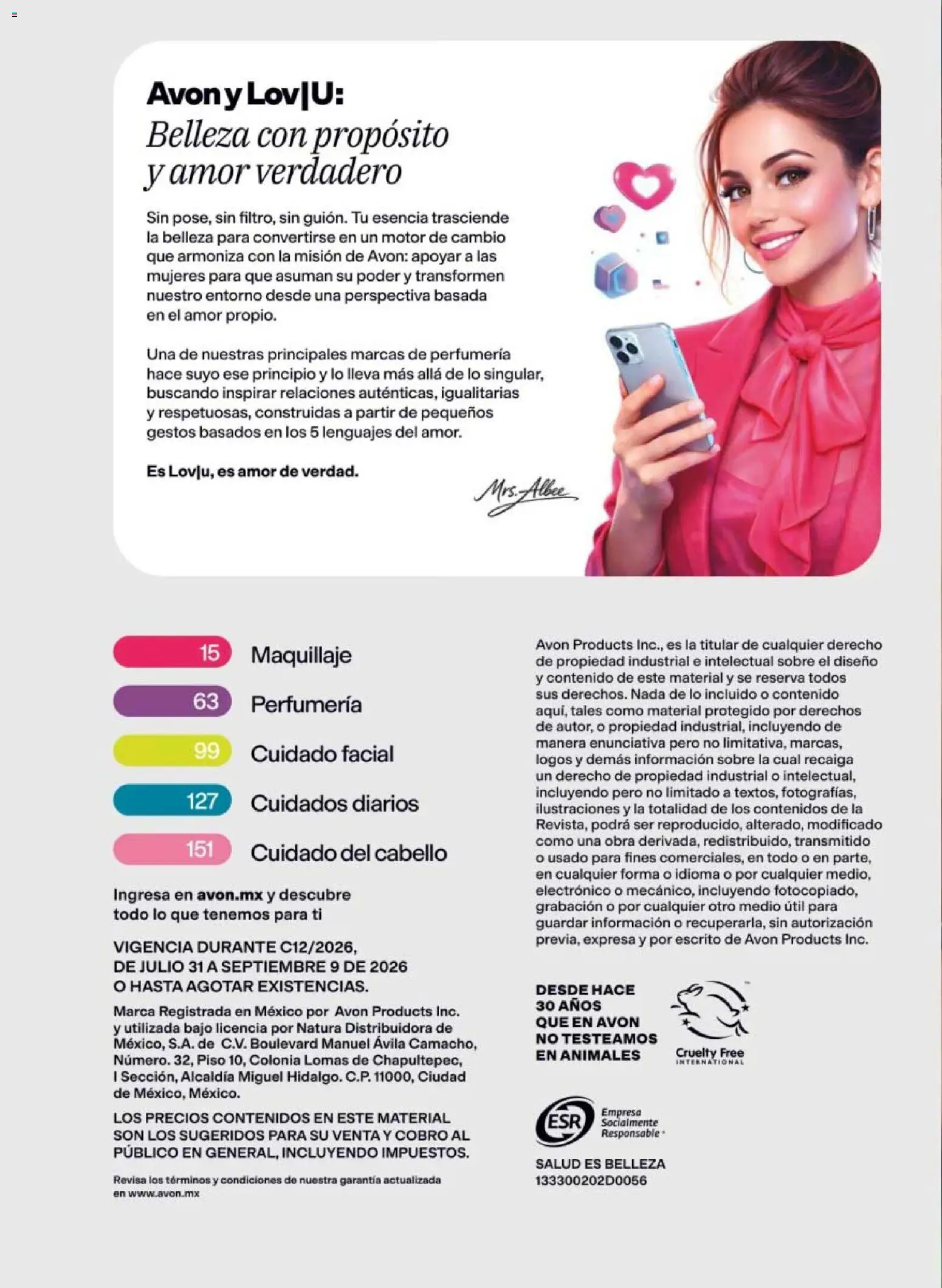 Nuevas ofertas de AVON válidas en toda la República Mexicana desde el 20/08/2026. ¡Encuentra las mejores ofertas en AVON campaña 12 2026! | Página: 10 | Productos: Maquillaje, Sobre