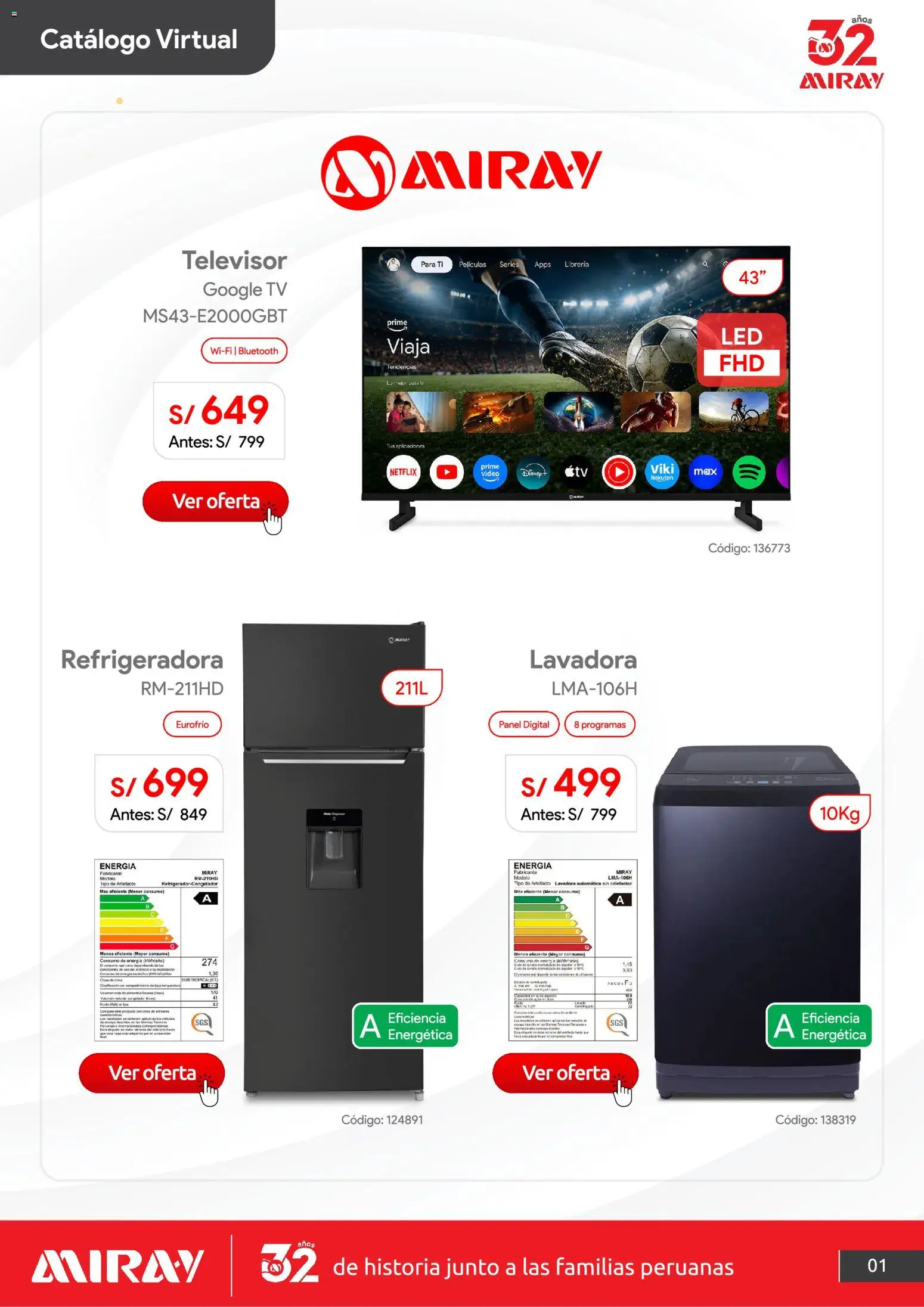 Catálogo Hiraoka válido desde 01/09/2026 | Página: 2 | Productos: Lavadora automática, Televisor, Lavadora