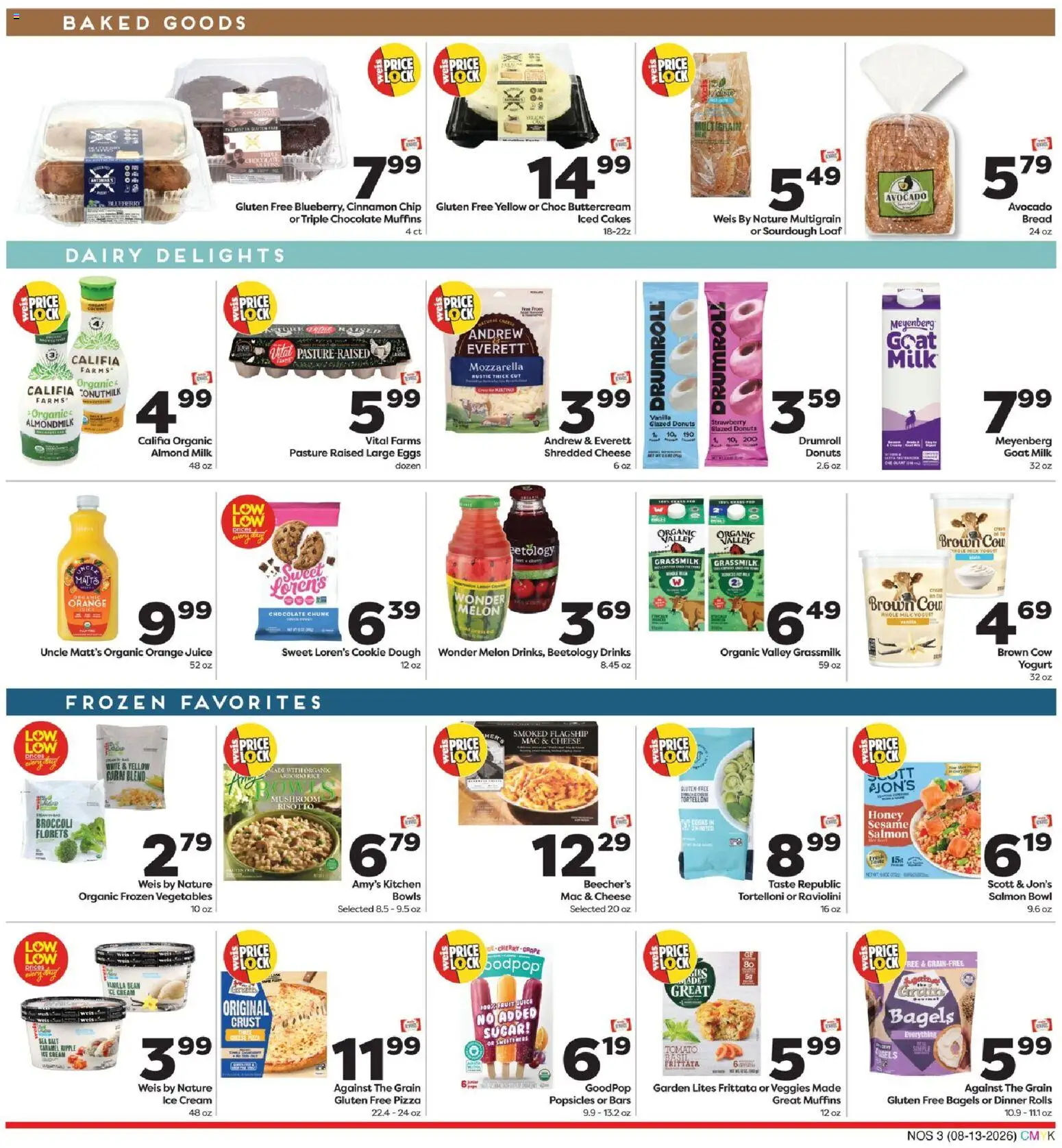 Weis Natural & Living - valid from 08/13/2026 | Page: 3 | Products: Broccoli, Pizza, Ice, Tomato
