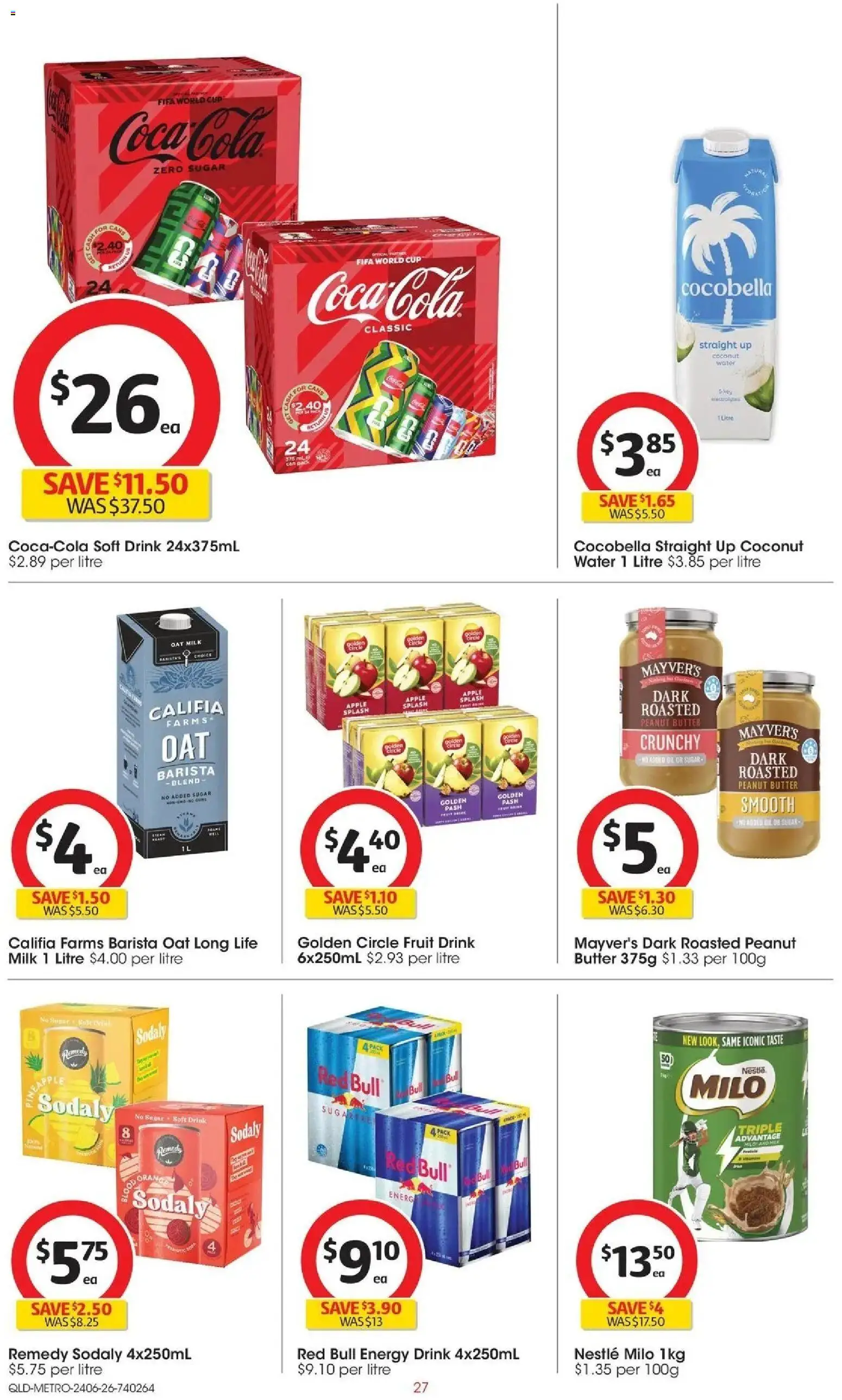 Coles catalogue - valid from 24/06/2026 | Page: 27 | Products: Milk, Butter, Energy drink, Sugar