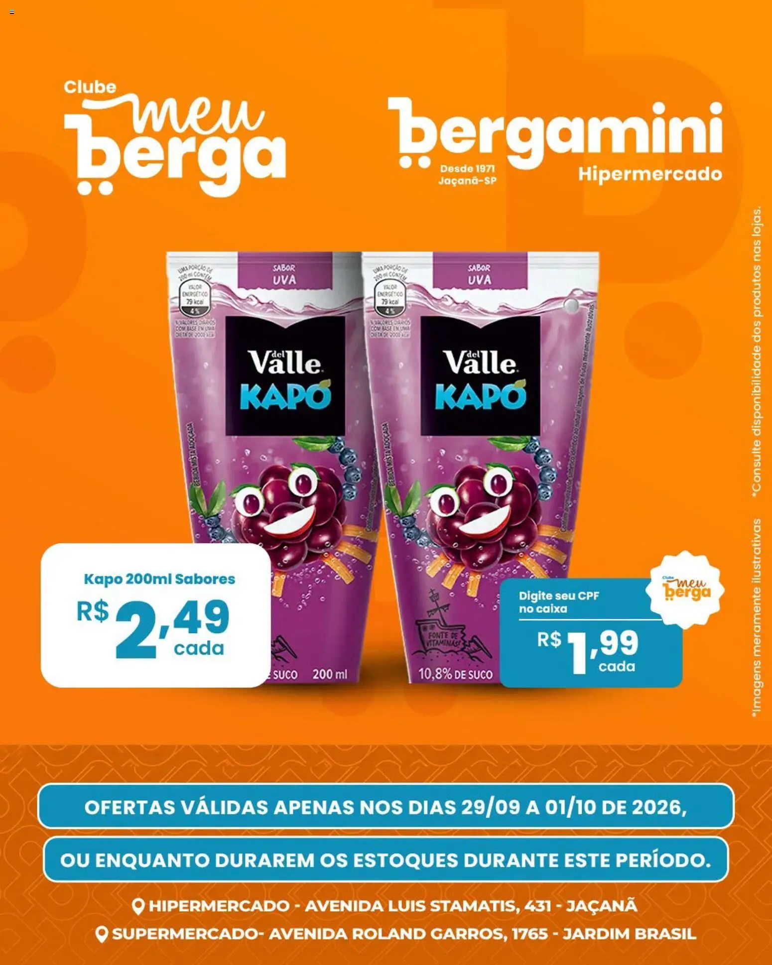 Supermercado Bergamini Folheto - válido de 29/09/2026 | Página: 4 | Produtos: Frutas, Energético, Suco, Bebida