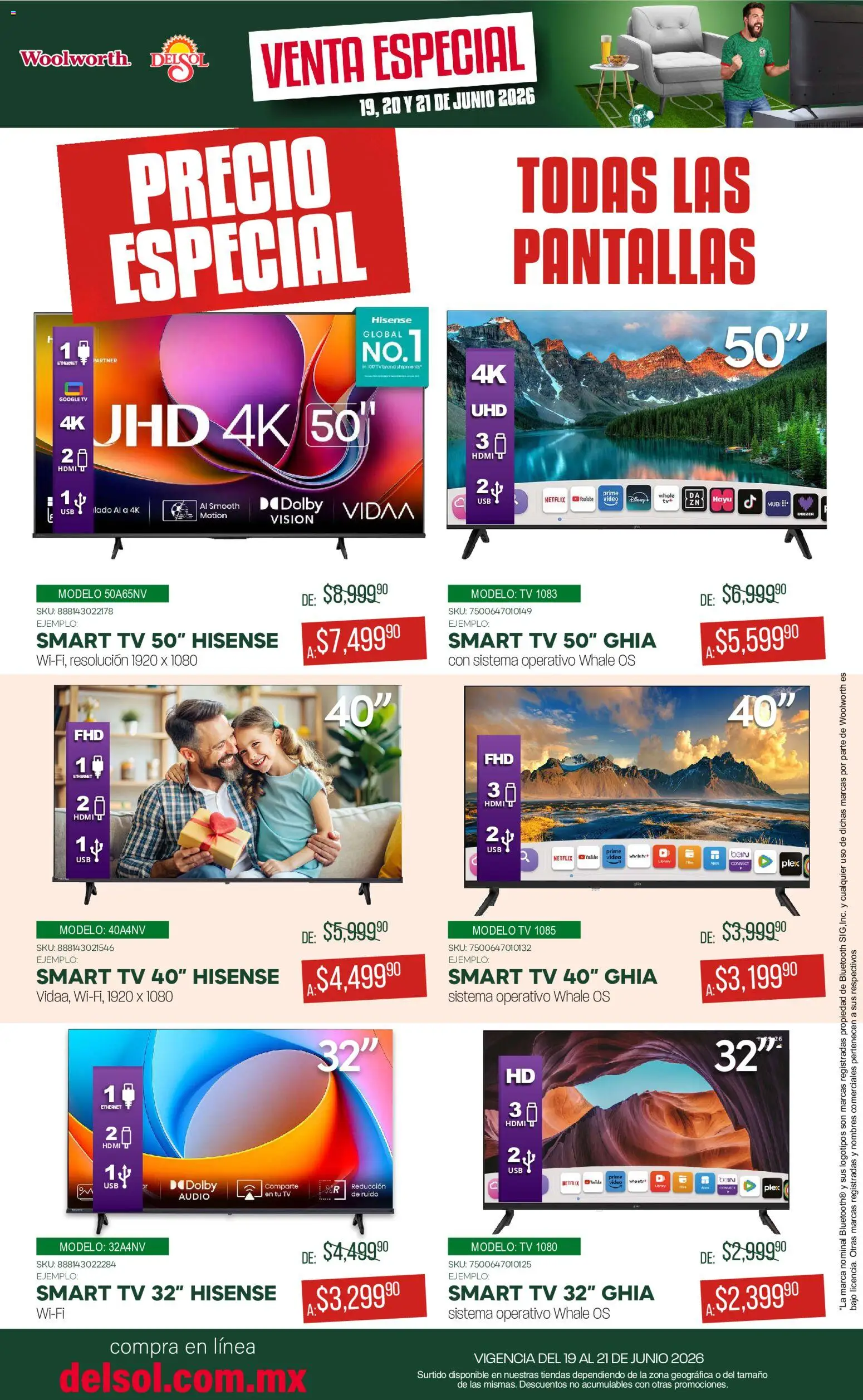 Nuevas ofertas de Del Sol y Woolworth válidas en toda la República Mexicana desde el 19.06.2026. ¡Encuentra las mejores ofertas en Del Sol y Woolworth catálogo! | Página: 6