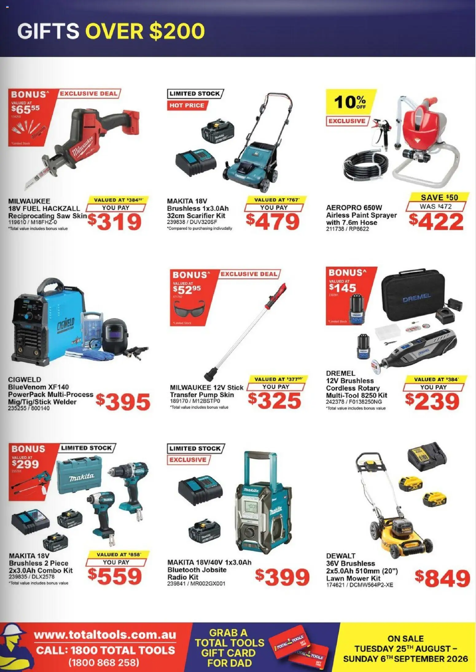 Total Tools catalogue - valid from 25/08/2026 | Page: 5 | Products: Lawn mower, Saw, Radio, Tools